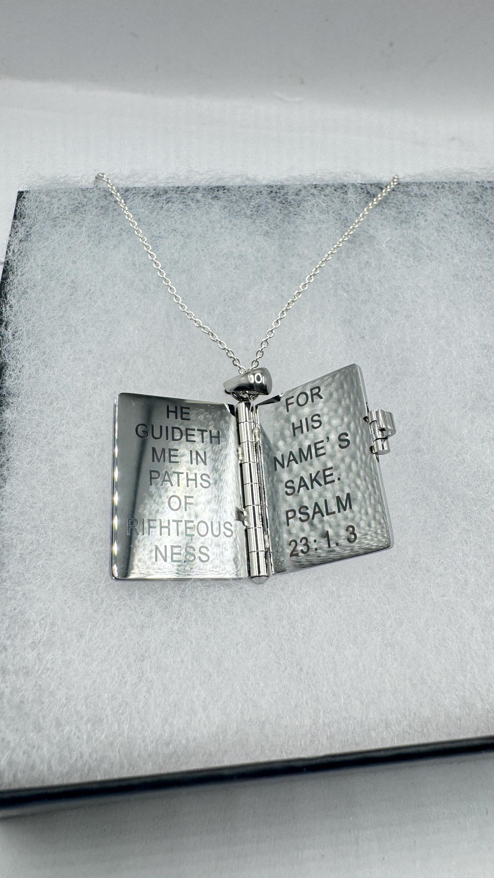 Vintage Cross Bible Locket Choker Stainless Steel Necklace