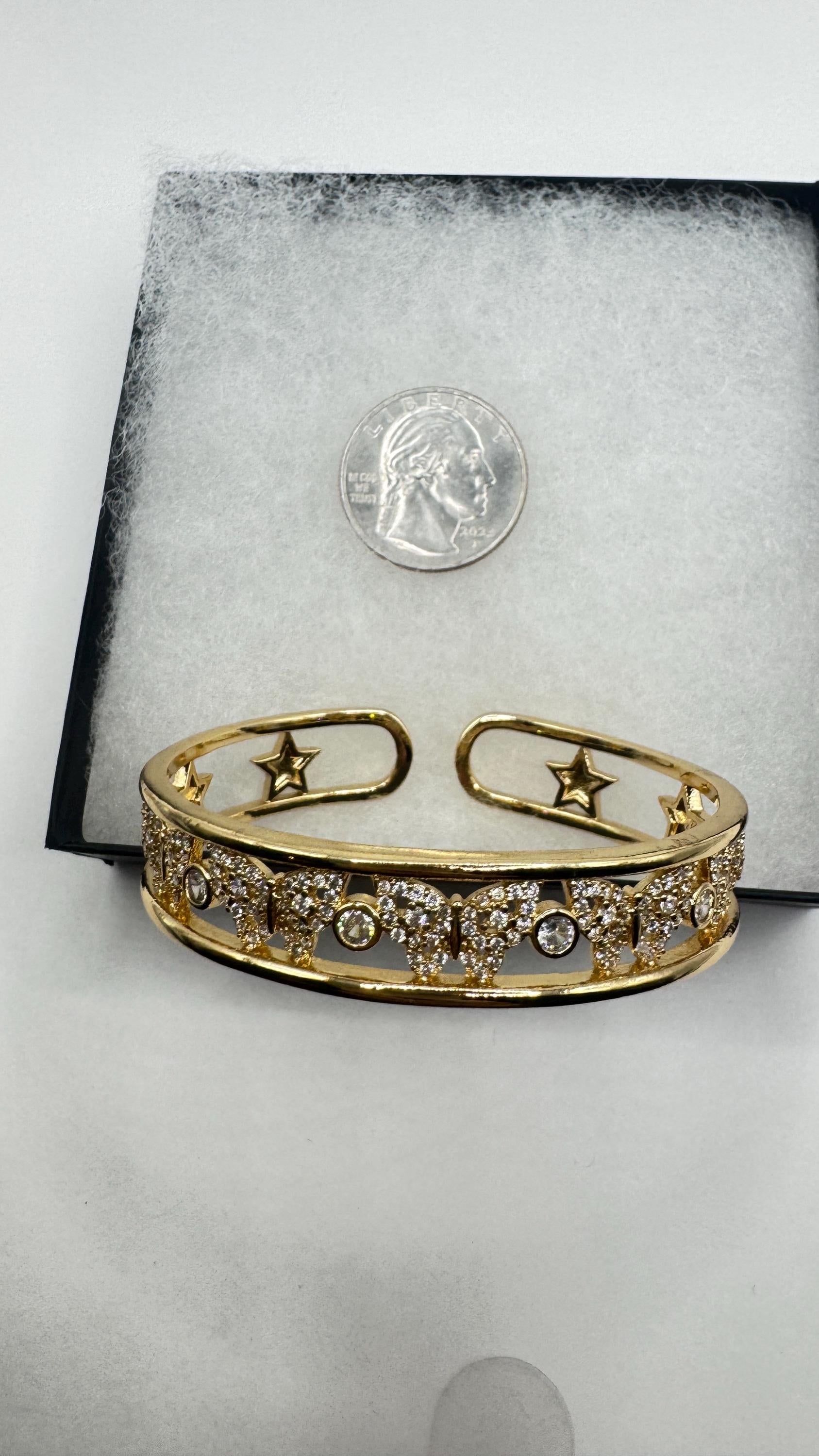 Vintage Butterfly Bangle Bracelet 9k Gold filled