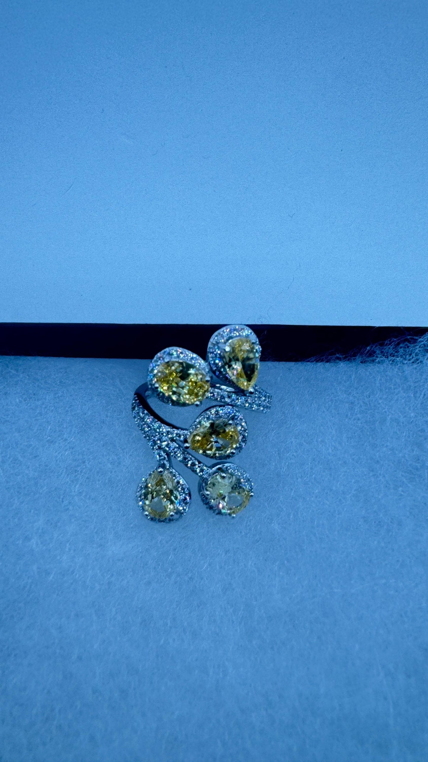 Vintage Green Cubic Zirconia Crystal 925 Sterling Silver Ring Adjustable