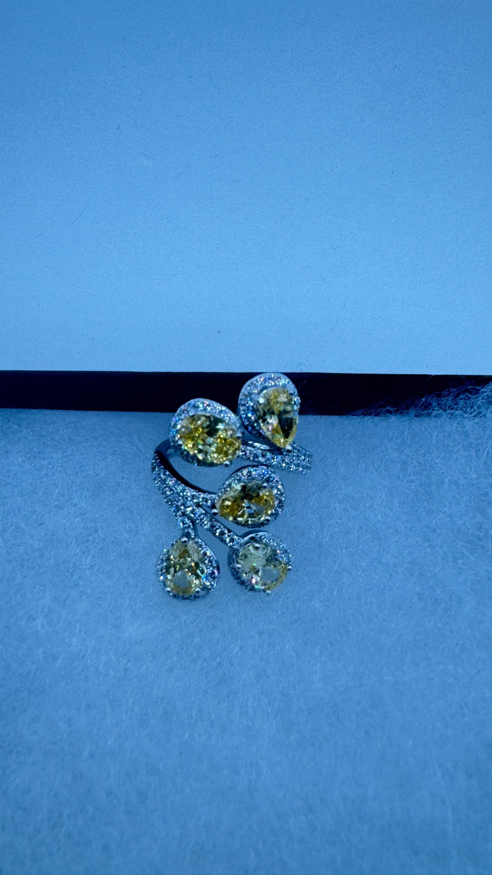 Vintage Green Cubic Zirconia Crystal 925 Sterling Silver Ring Adjustable