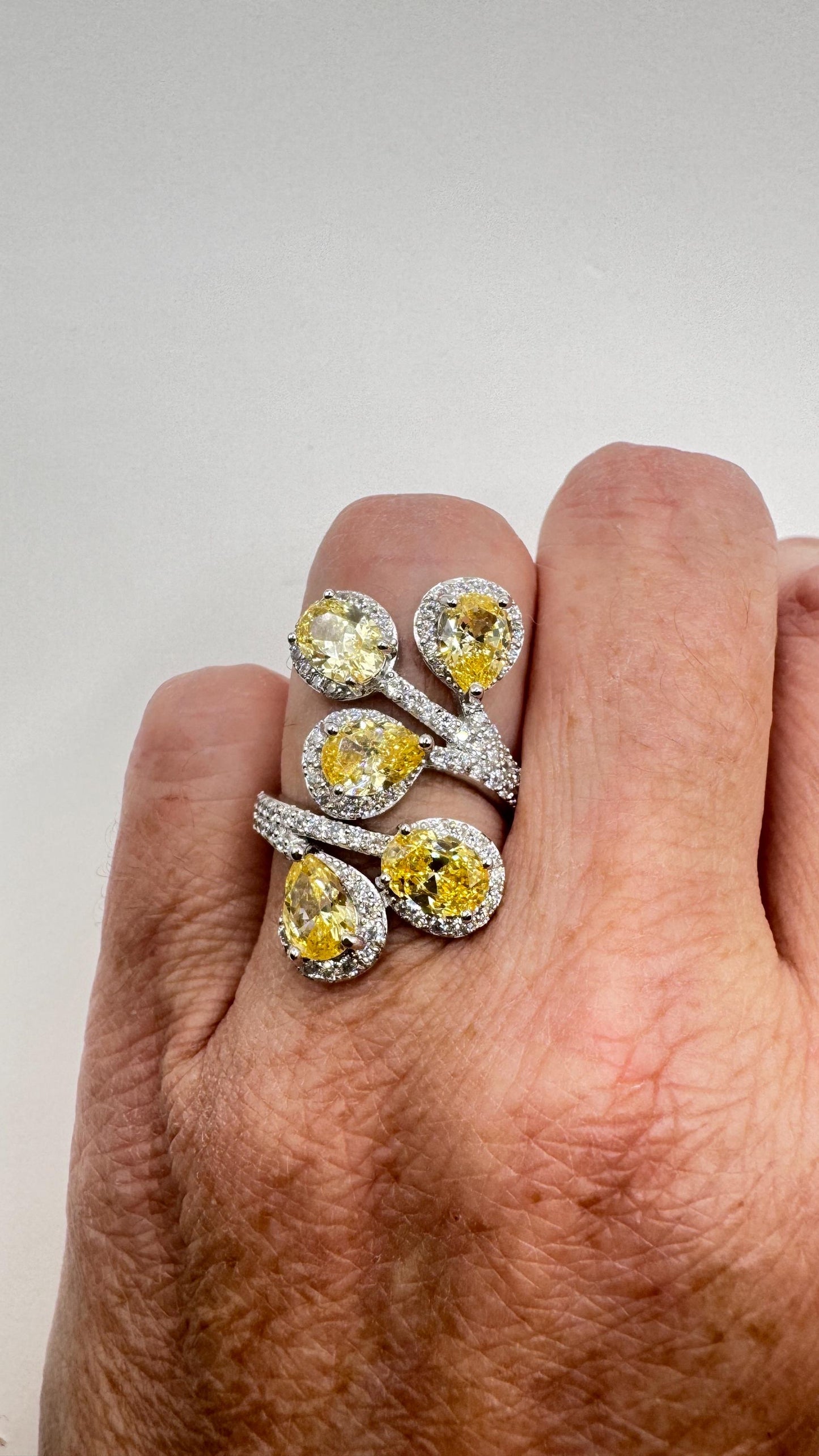 Vintage Green Cubic Zirconia Crystal 925 Sterling Silver Ring Adjustable