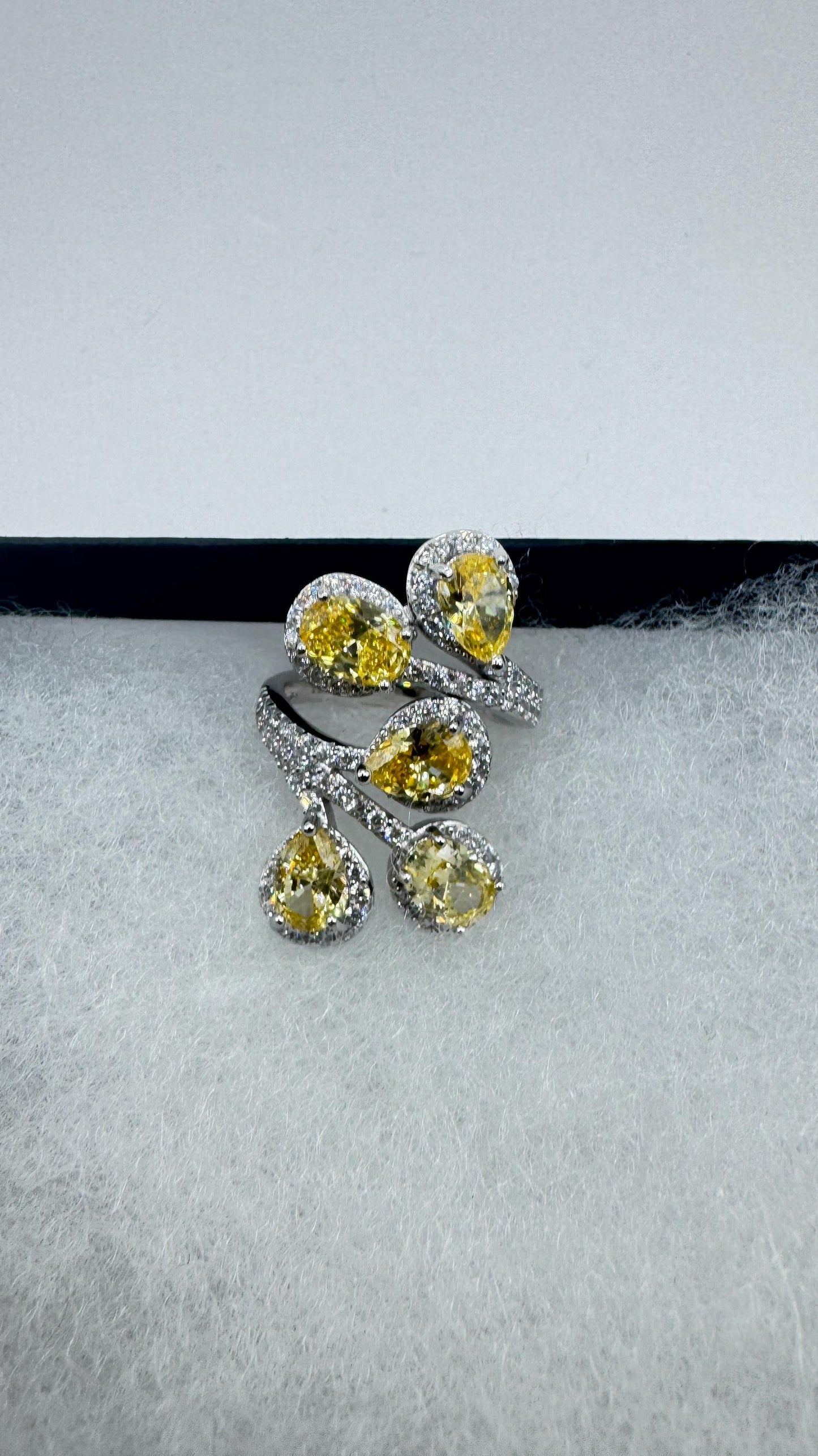 Vintage Green Cubic Zirconia Crystal 925 Sterling Silver Ring Adjustable