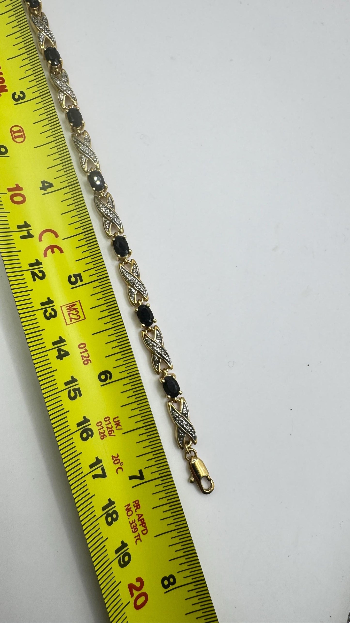 Vintage Blue Sapphire Bracelet Golden 925 Sterling Silver Tennis