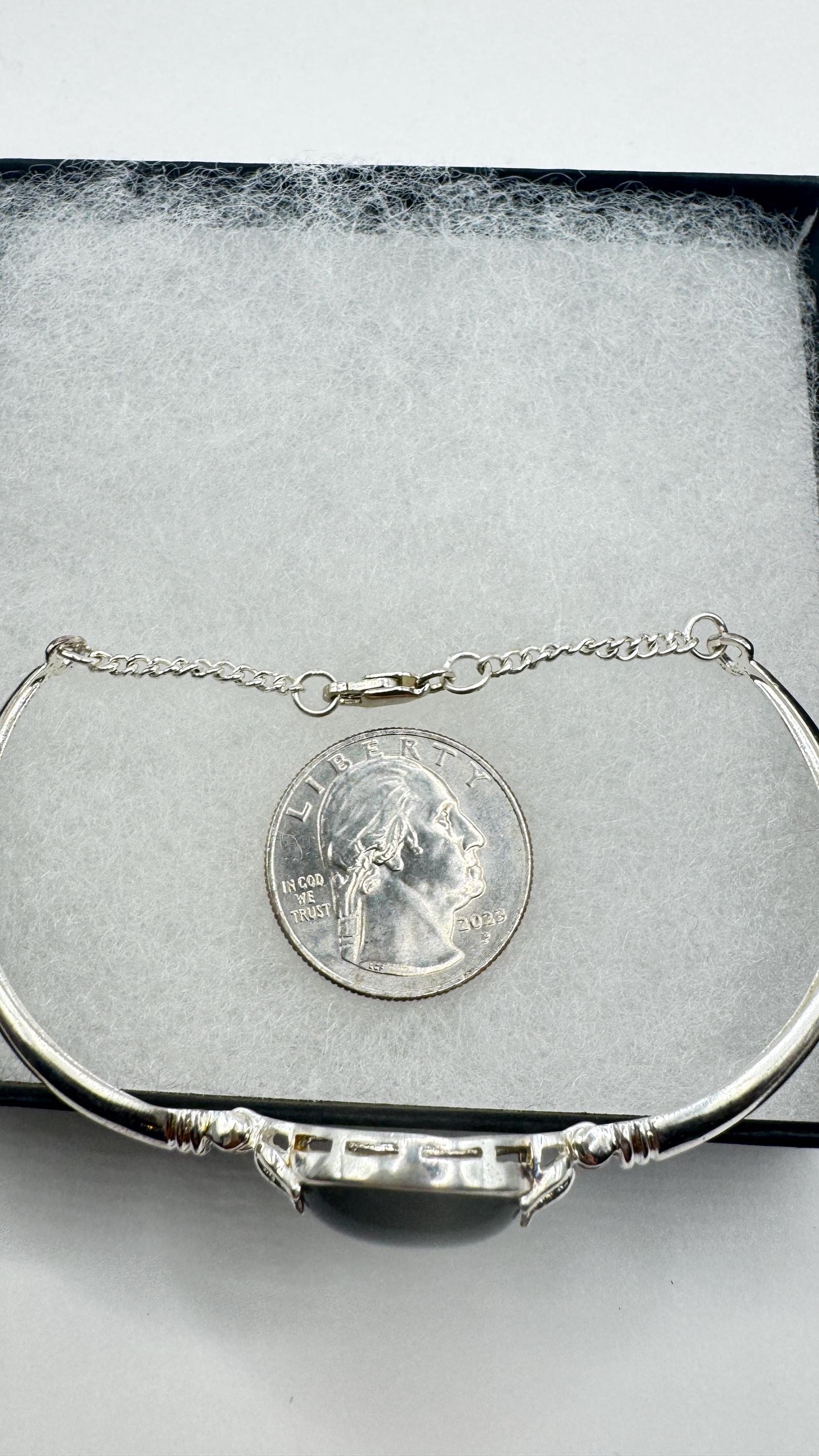 Vintage 925 Sterling Silver Black Onyx Bracelet