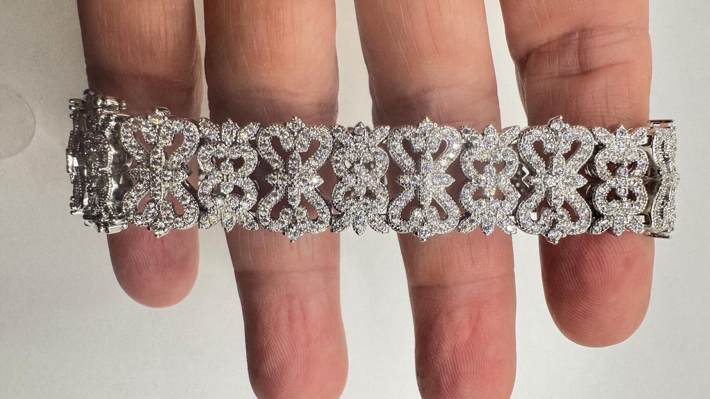 Vintage Crystal Silver Bronze Bracelet