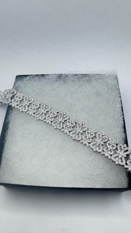 Vintage Crystal Silver Bronze Bracelet