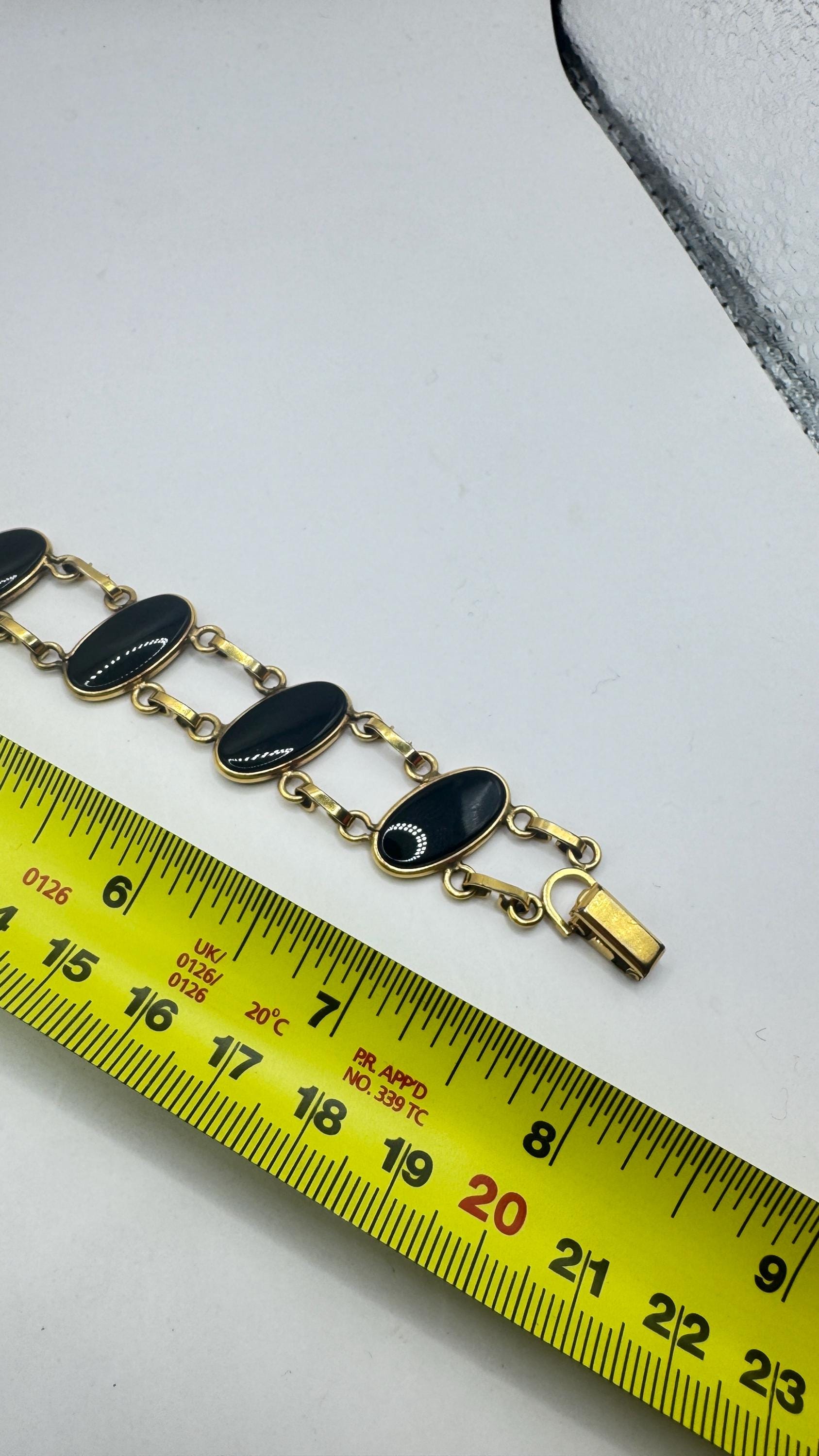 Vintage black Onyx Bracelet Gold filled