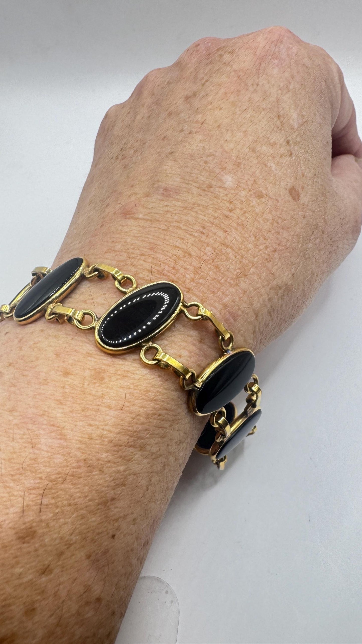 Vintage black Onyx Bracelet Gold filled