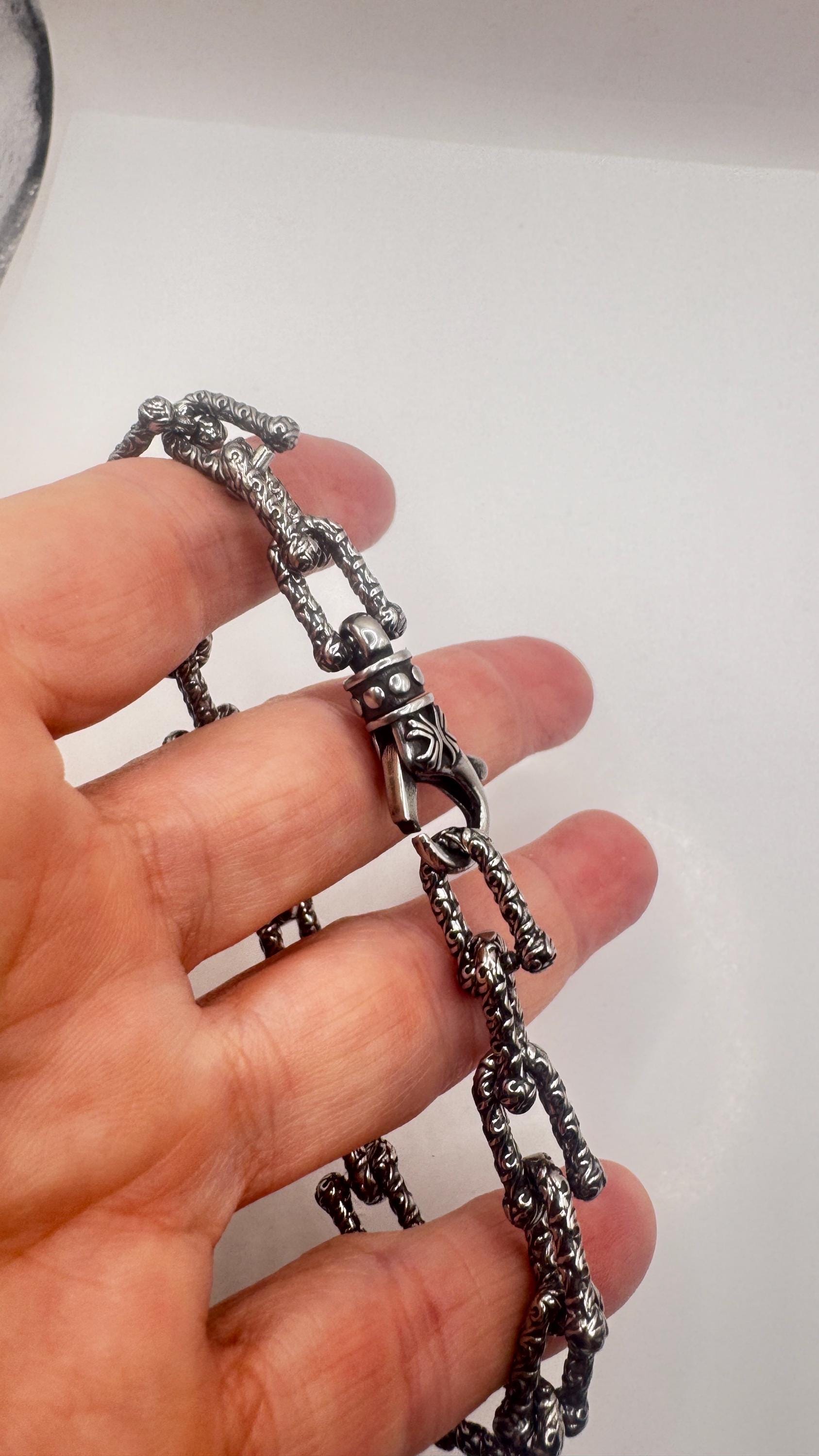 Vintage Style Unisex Men Gothic Silver Stainless Steel Bracelet