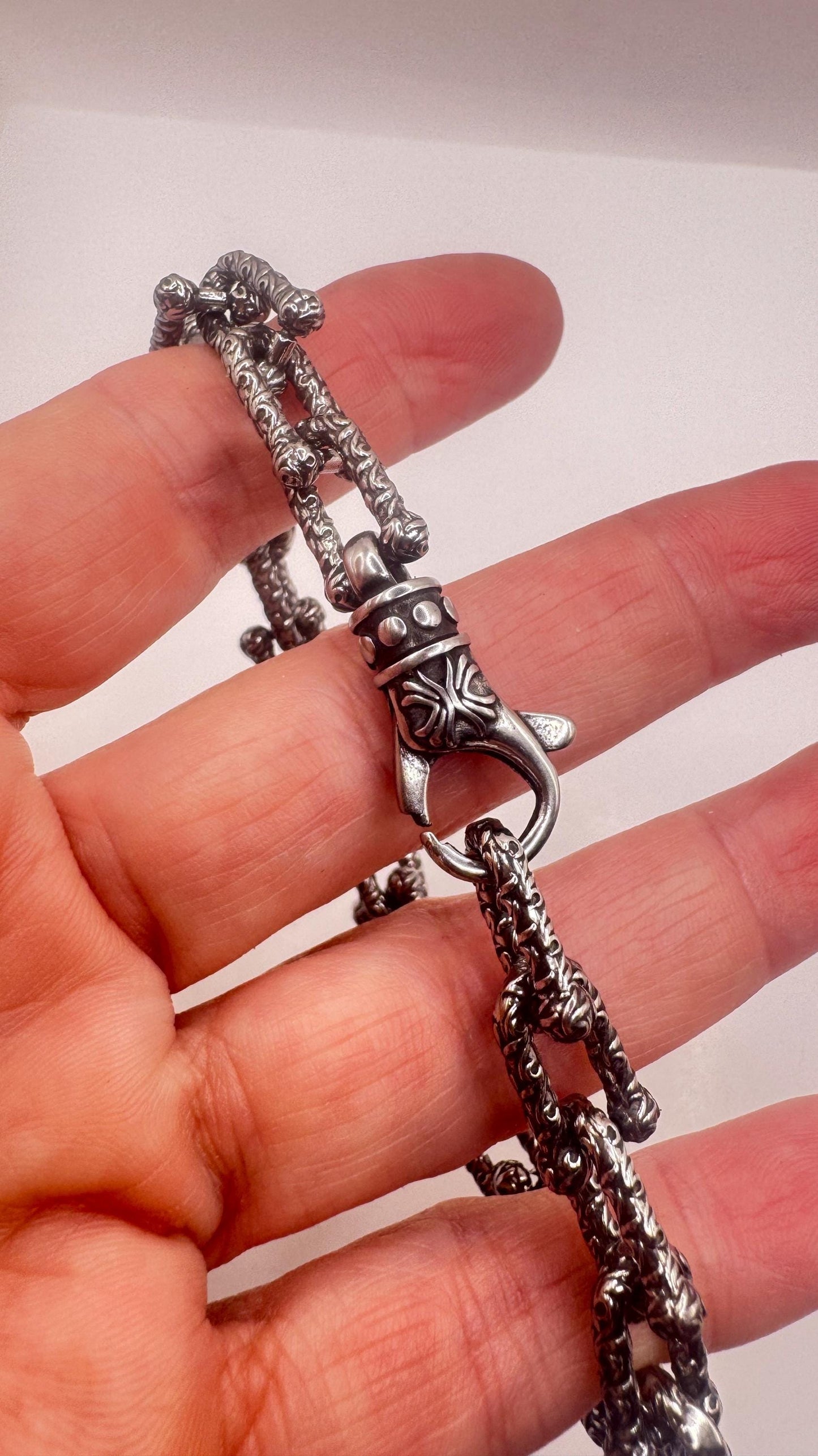 Vintage Style Unisex Men Gothic Silver Stainless Steel Bracelet