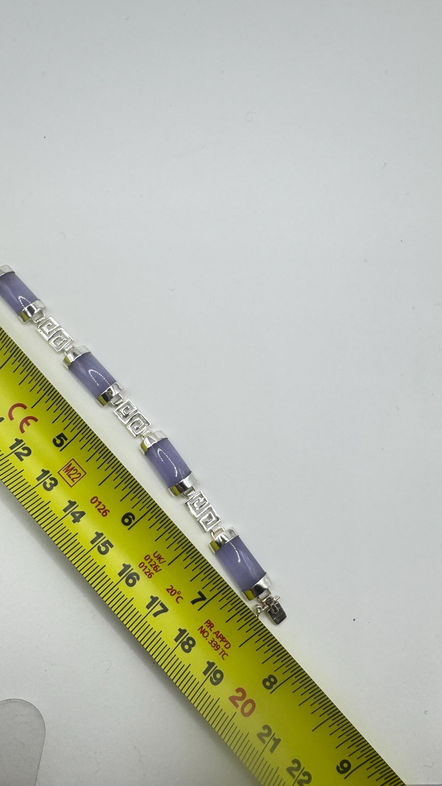 Vintage Lavender Jade Bracelet 925 Sterling Silver Tennis