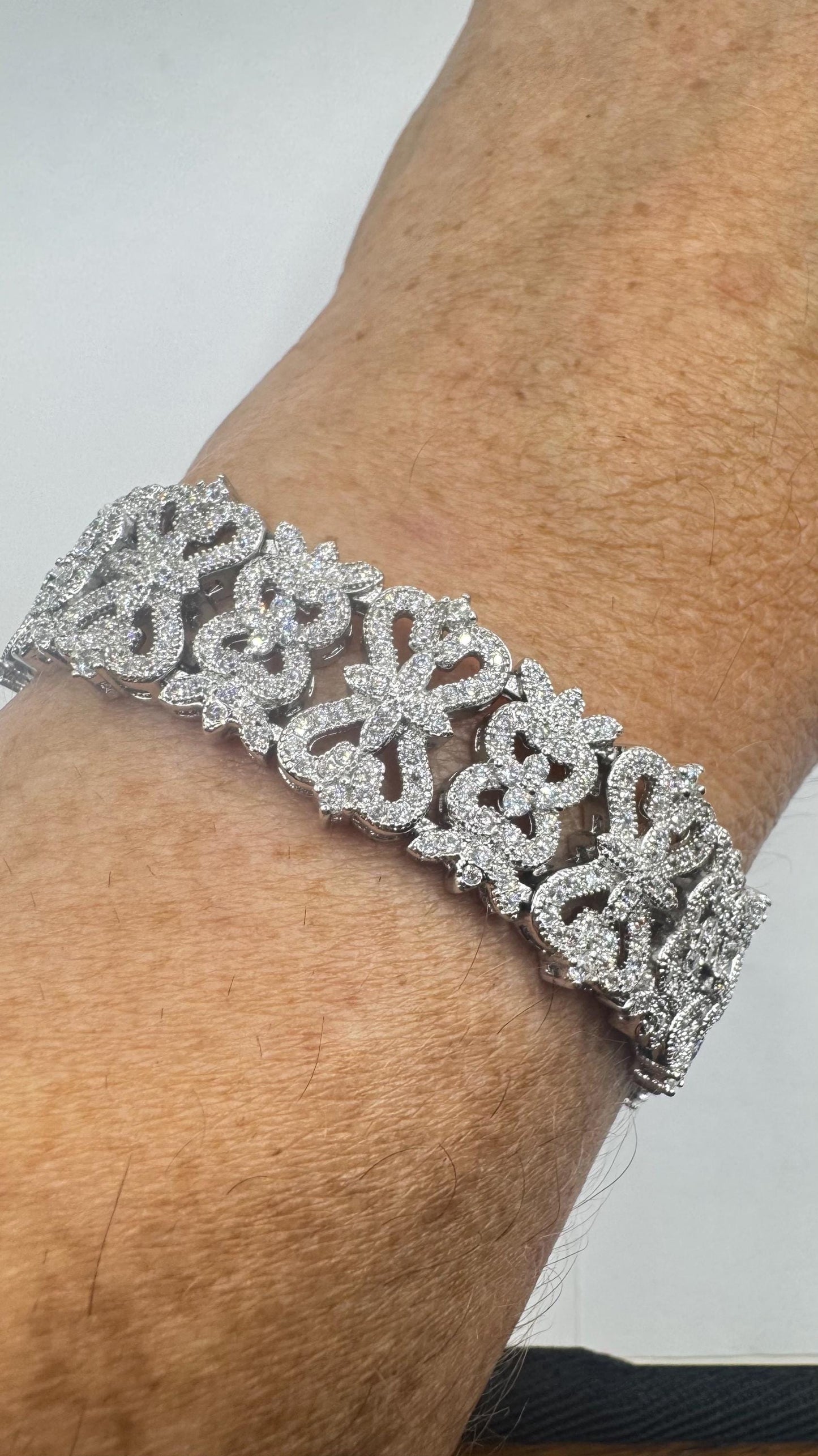 Vintage Crystal Silver Bronze Bracelet
