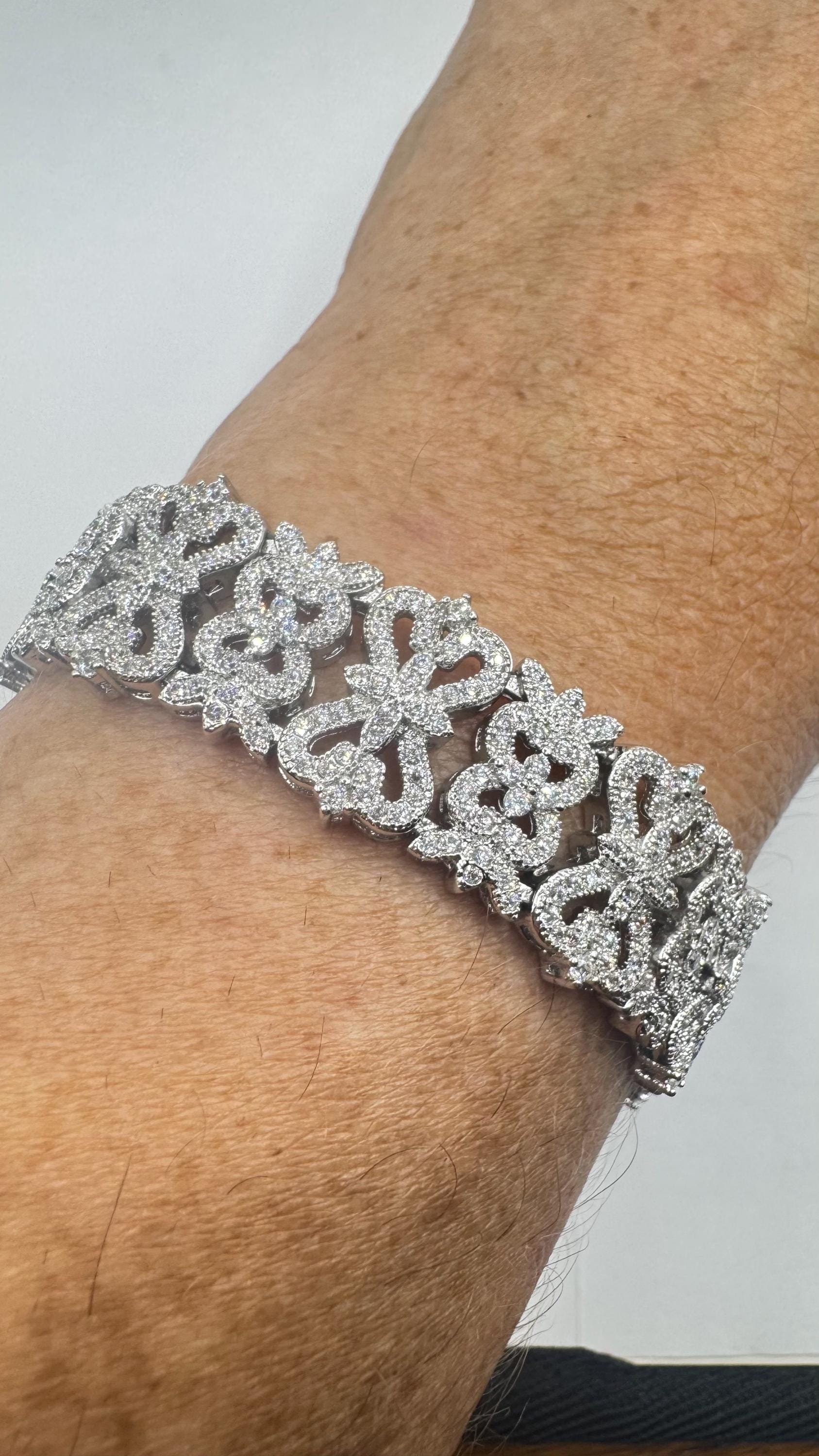 Vintage Crystal Silver Bronze Bracelet