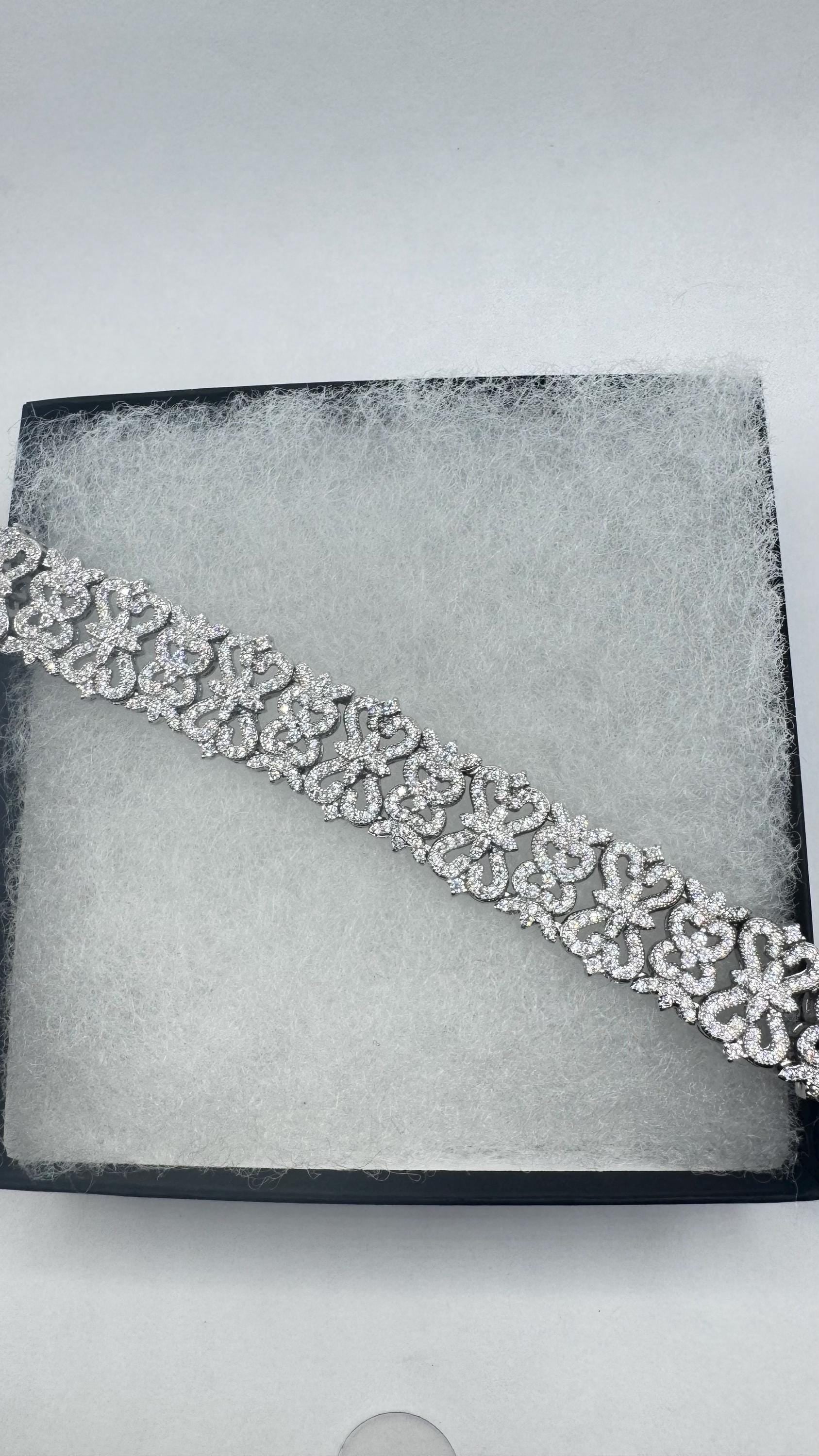 Vintage Crystal Silver Bronze Bracelet