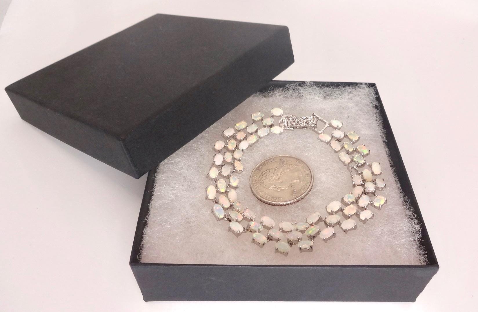 Vintage White Fire Opal Bracelet 925 Sterling Silver