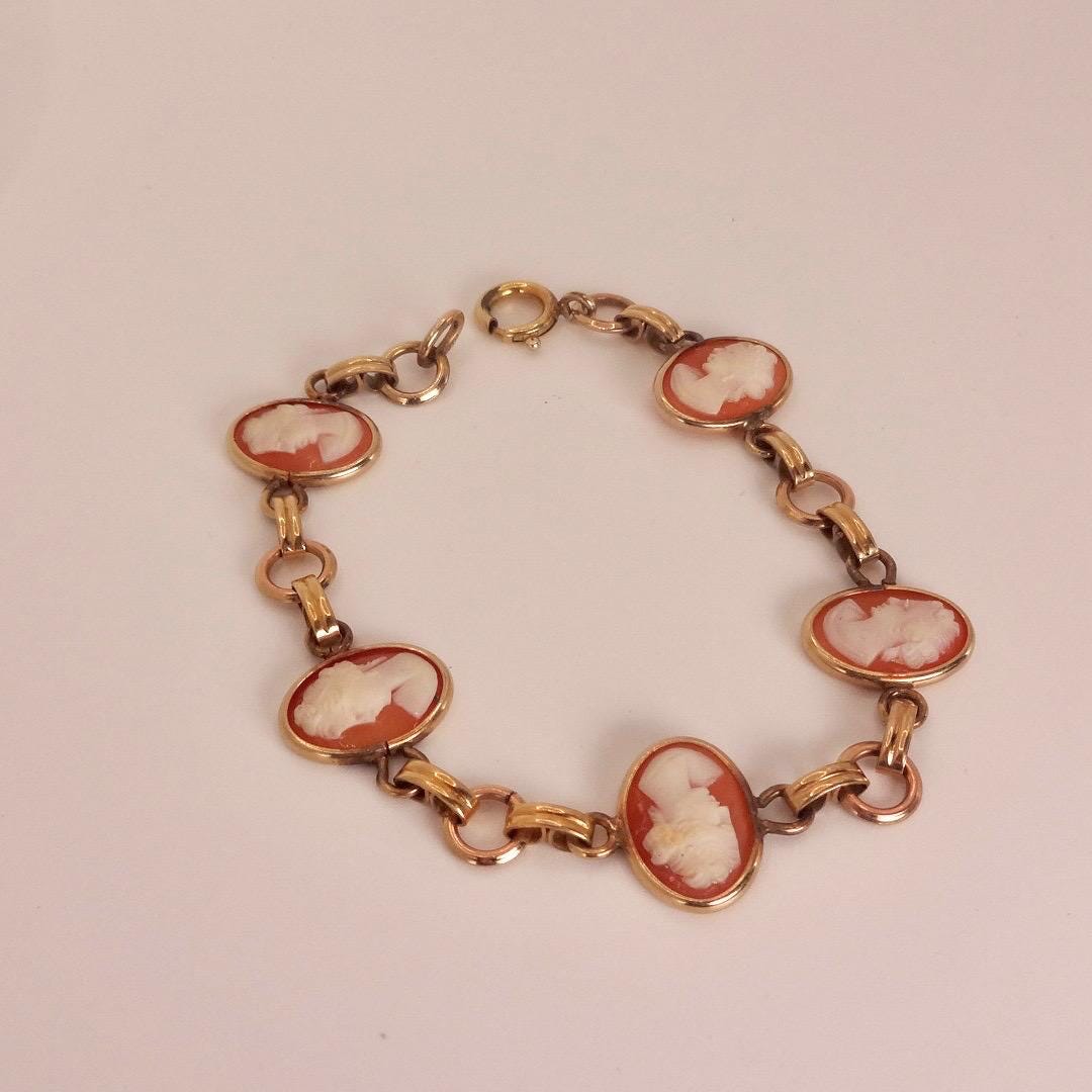 Vintage Cameo Bracelet 925 Sterling Silver 7 inches