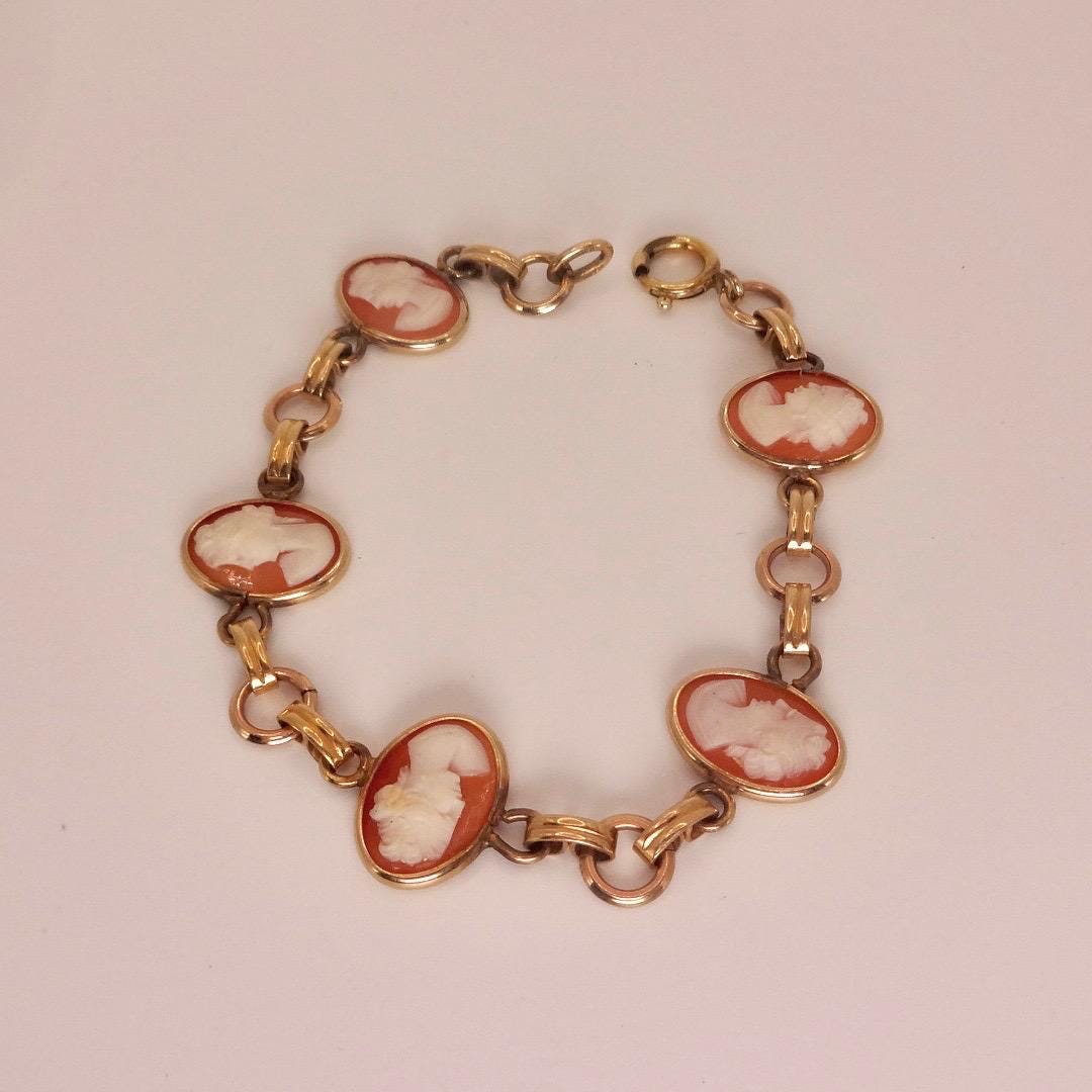 Vintage Cameo Bracelet 925 Sterling Silver 7 inches