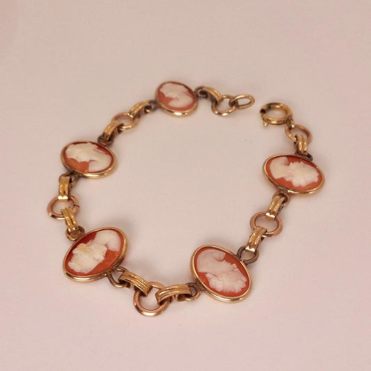 Vintage Cameo Bracelet 925 Sterling Silver 7 inches