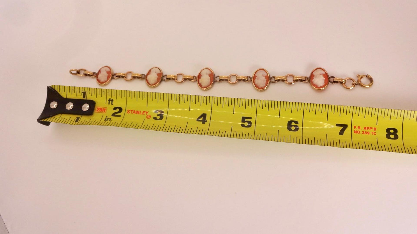 Vintage Cameo Bracelet 925 Sterling Silver 7 inches