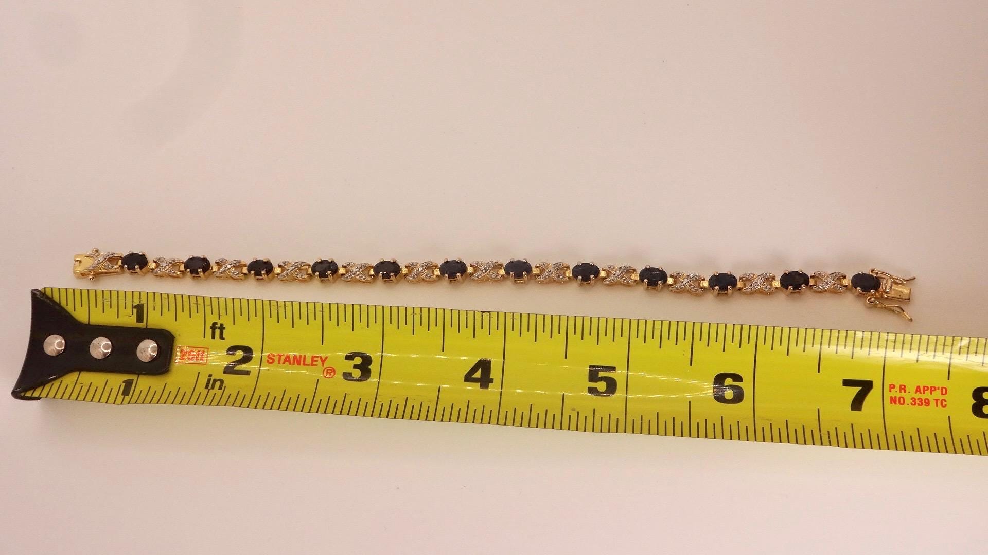 Vintage Sapphire Diamond Bracelet 925 Sterling Silver