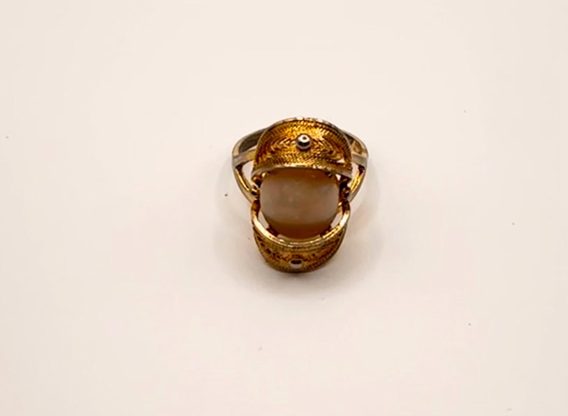 Vintage Fire Opal 925 Sterling Silver Diamond Chip Ring