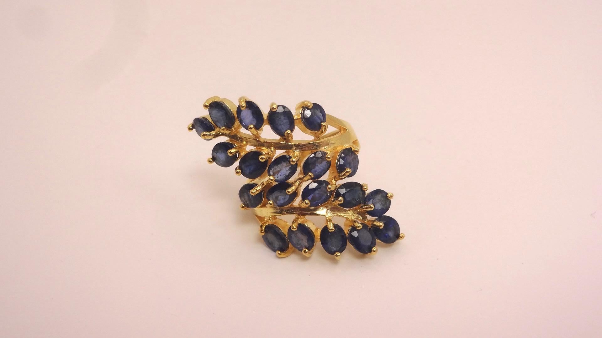 Vintage Blue Sapphire 925 Sterling Silver Cocktail Ring