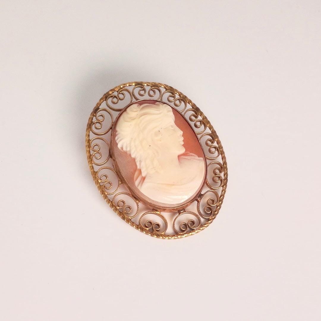 Vintage Shell Cameo 925 Sterling Silver 18 Inch Necklace Choker