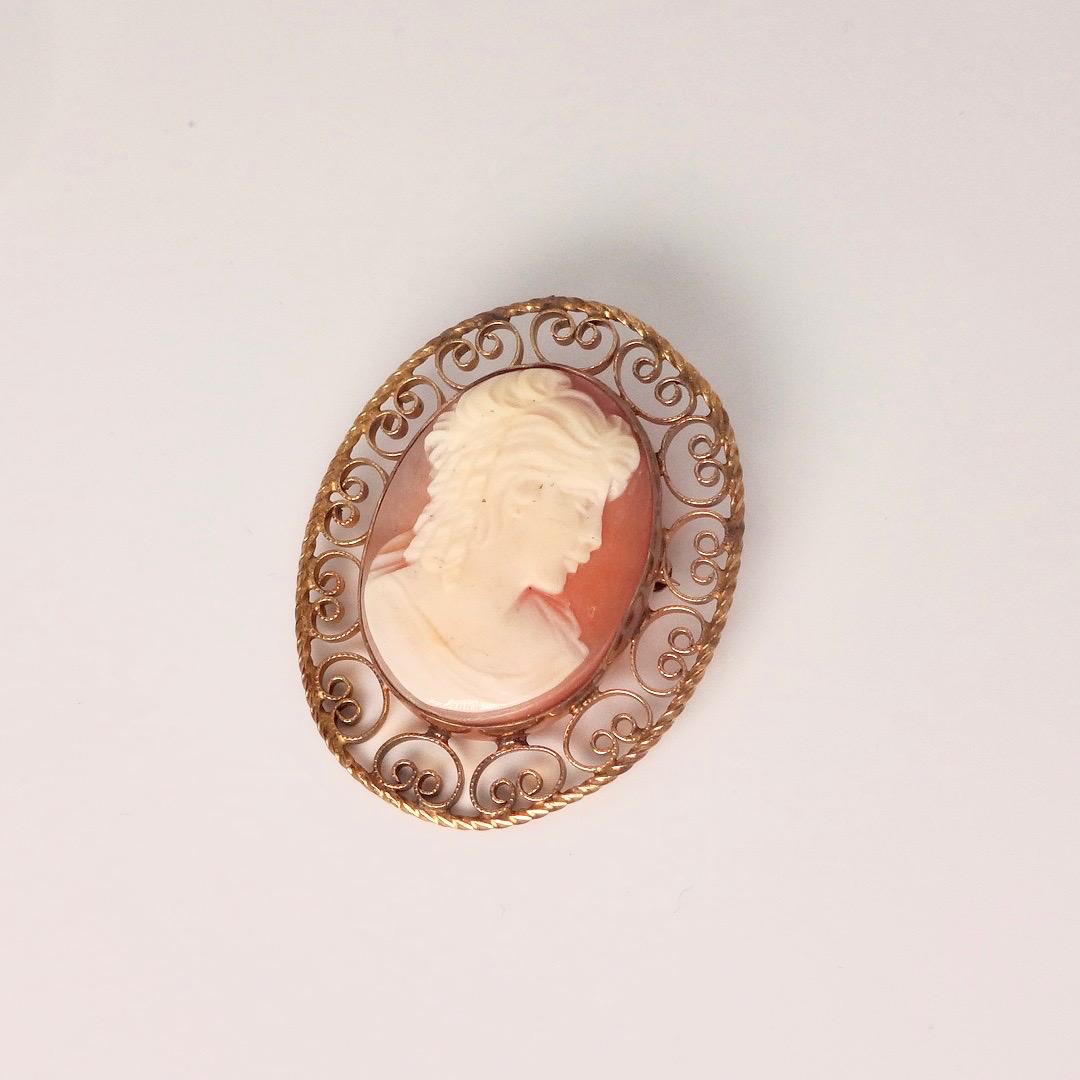 Vintage Shell Cameo 925 Sterling Silver 18 Inch Necklace Choker