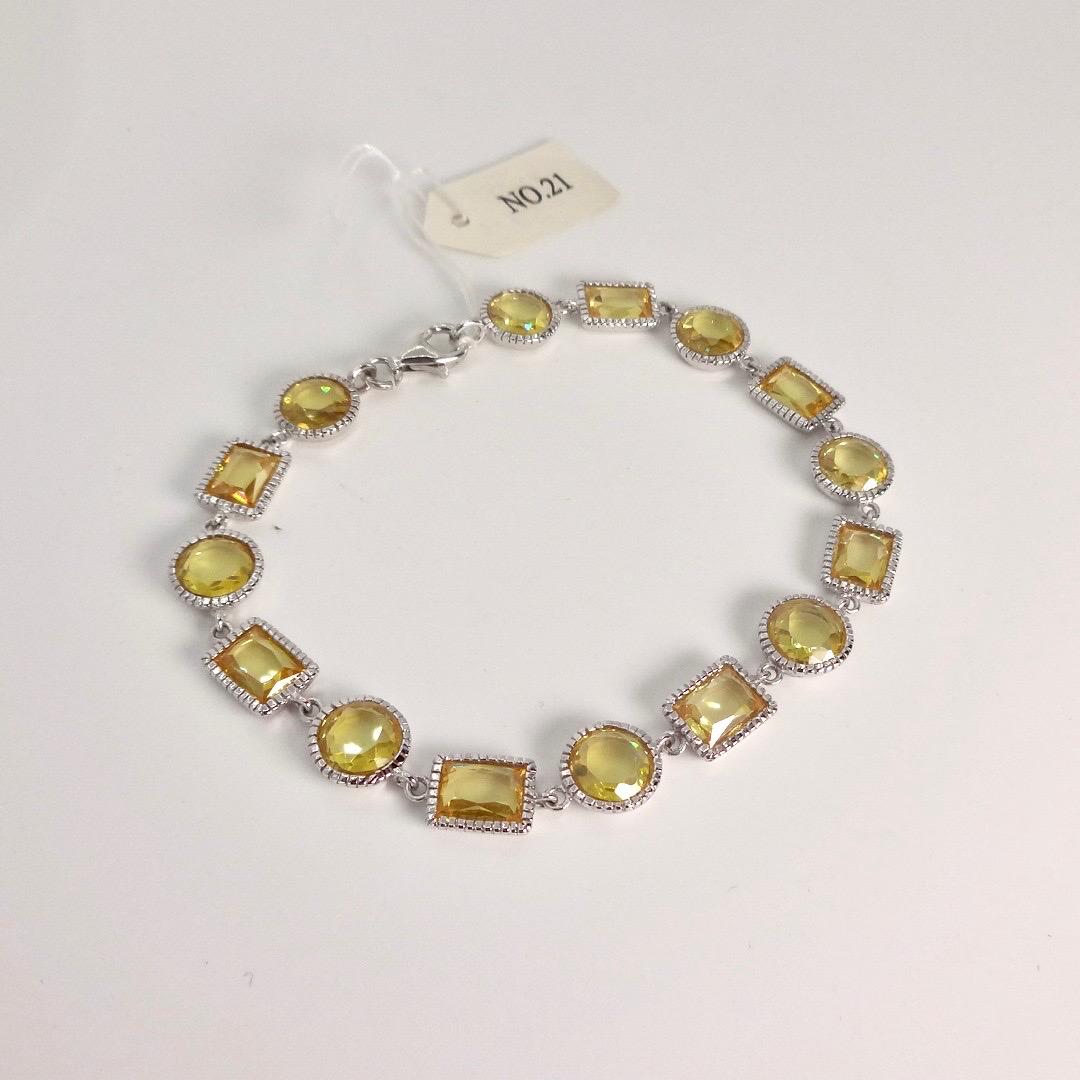 Vintage Citrine Cubic Zirconia Bracelet Sterling Silver Tennis