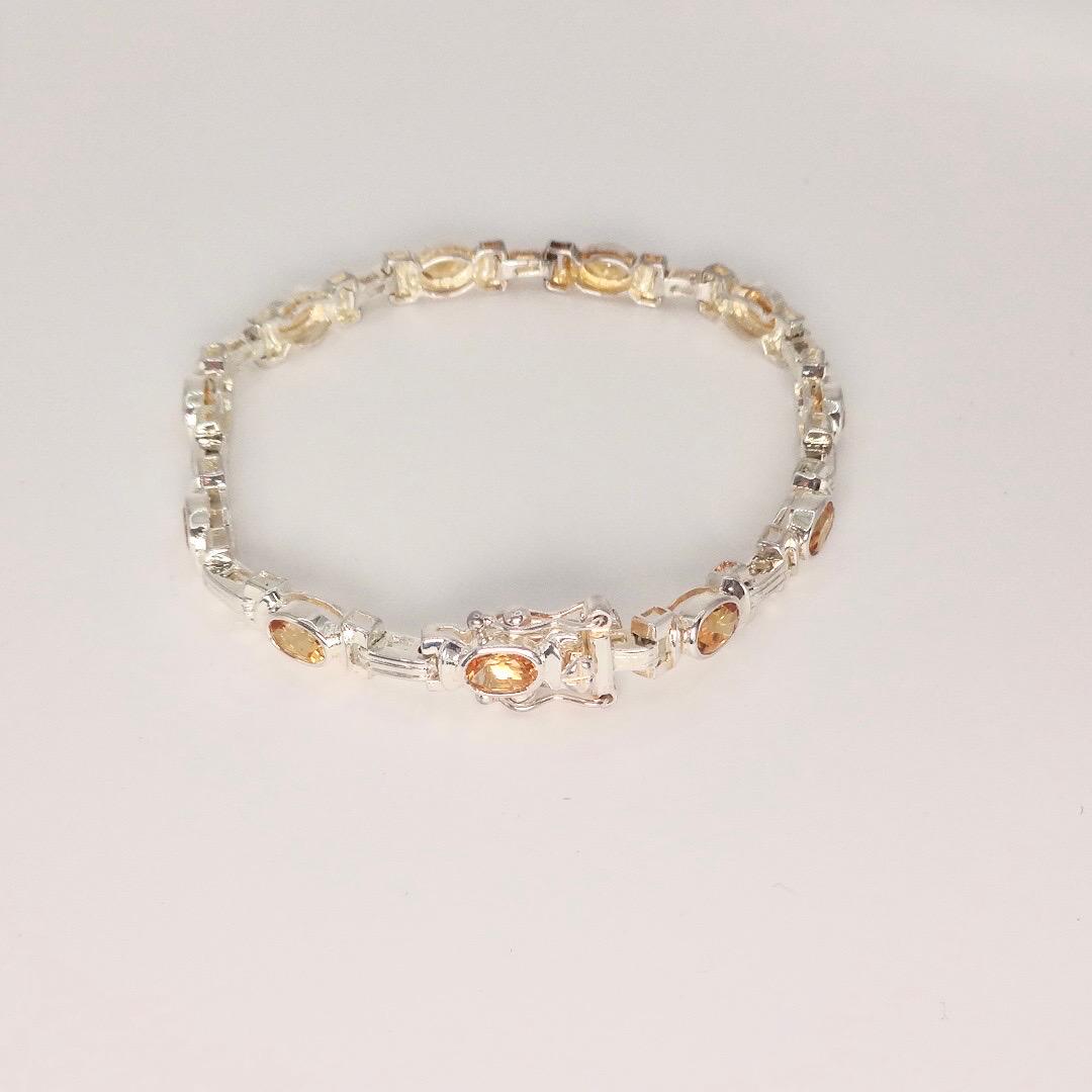 Vintage Gold Citrine Tennis Bracelet in 925 Sterling Silver