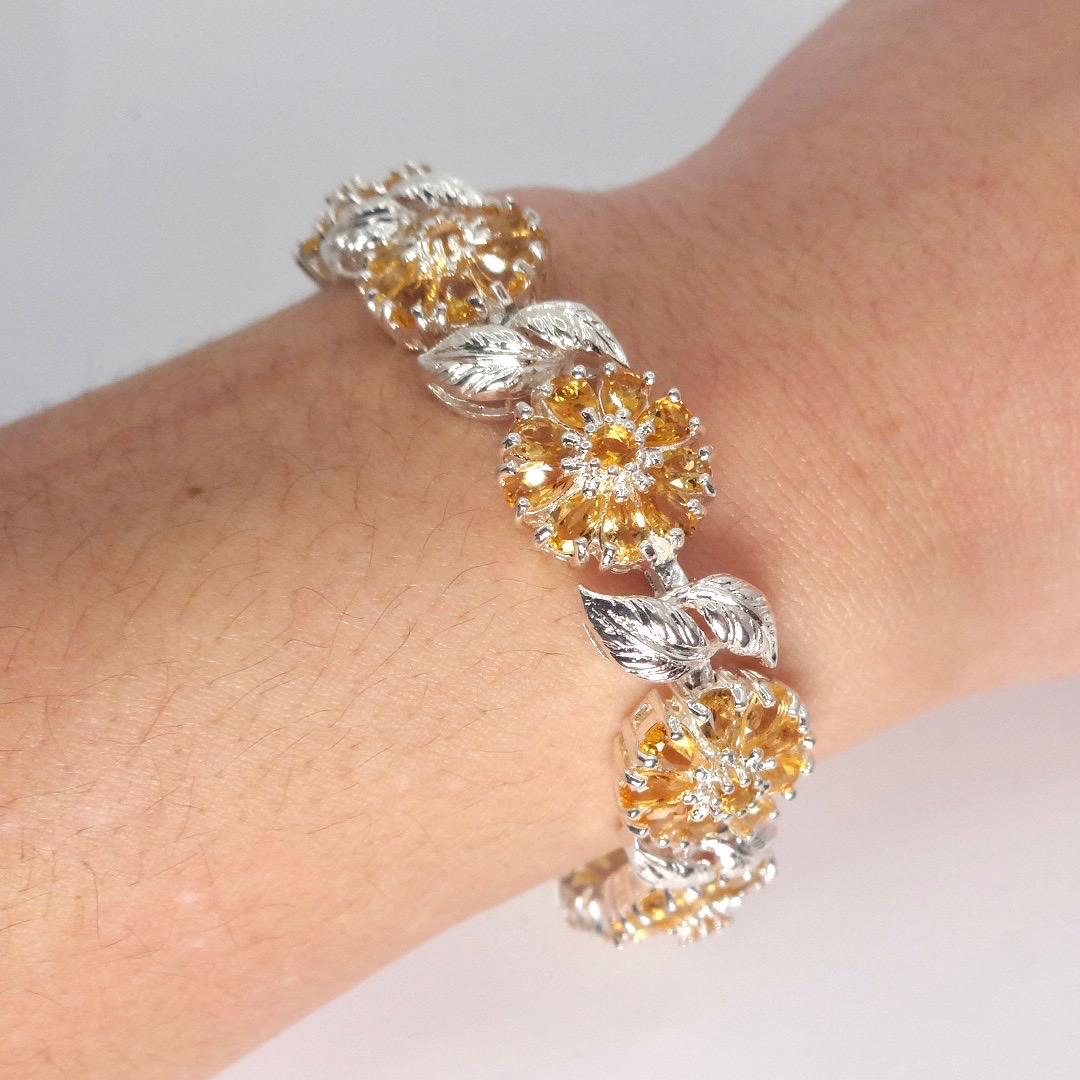 Vintage Gold Citrine Tennis Bracelet in 925 Sterling Silver