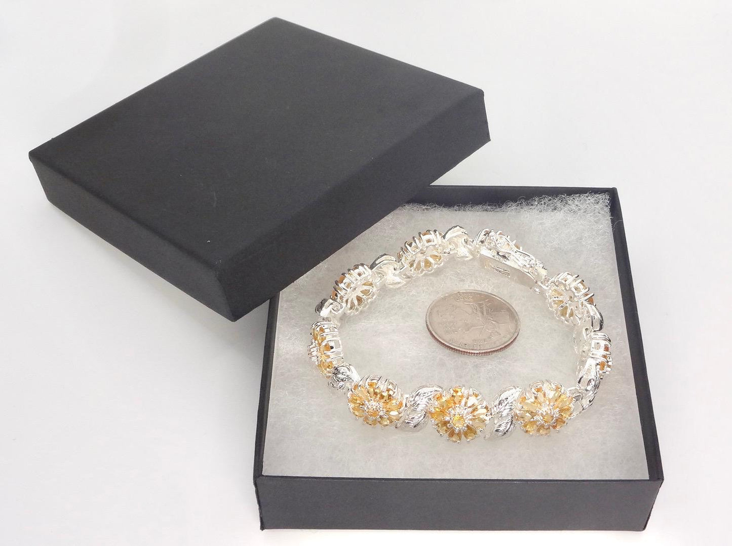 Vintage Gold Citrine Tennis Bracelet in 925 Sterling Silver