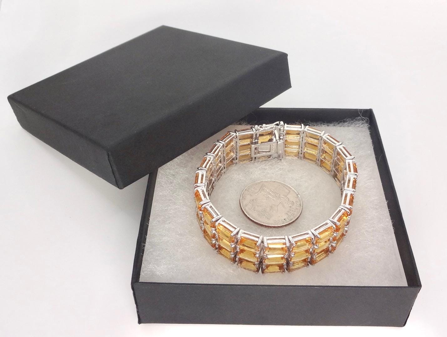 Vintage Gold Citrine Tennis Bracelet in 925 Sterling Silver