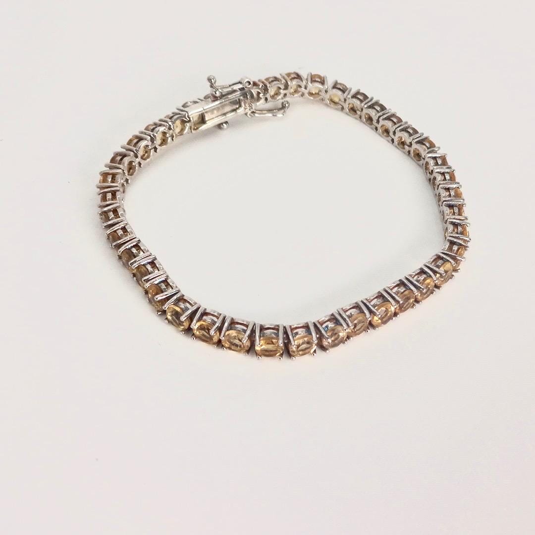 Vintage Gold Citrine Tennis Bracelet in 925 Sterling Silver