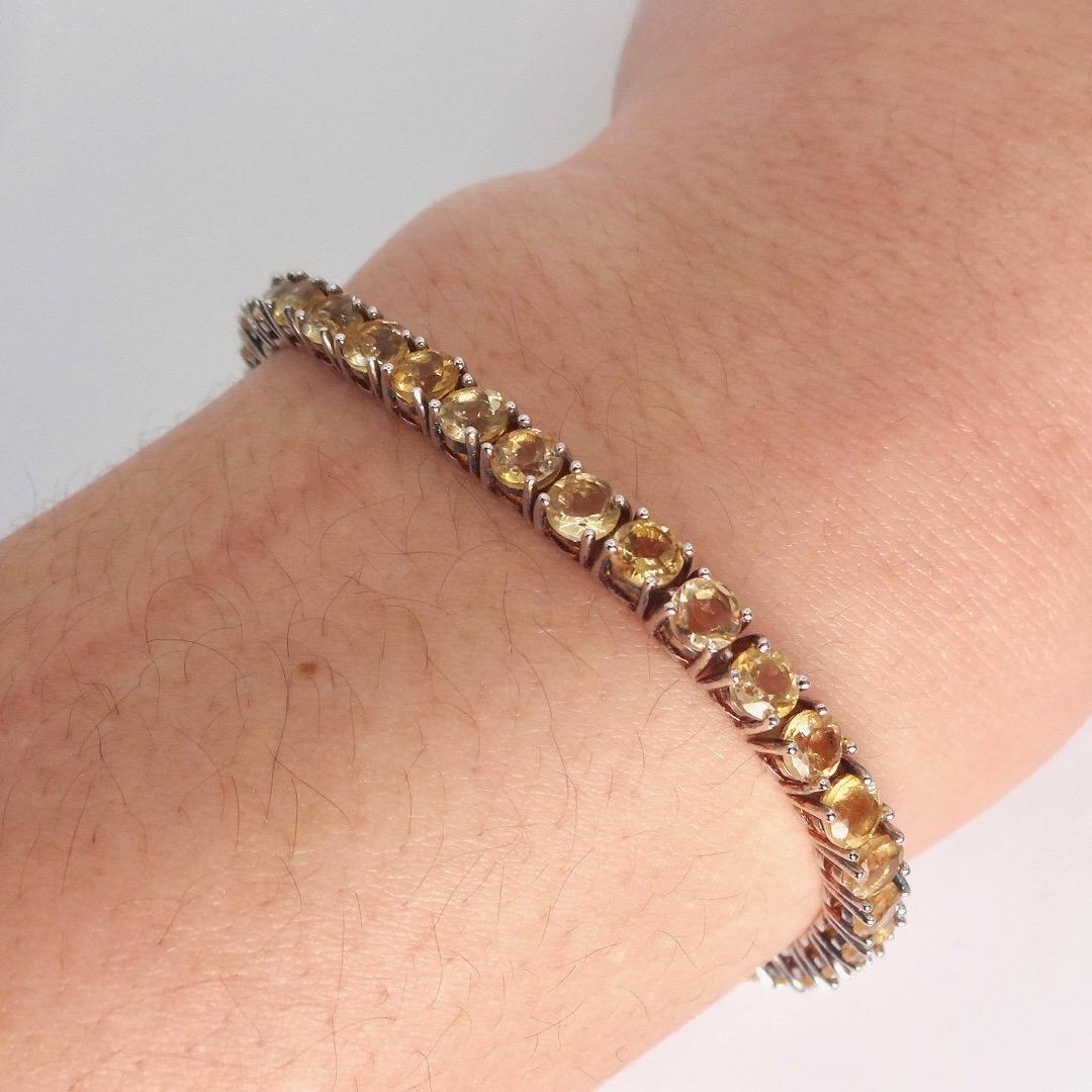 Vintage Gold Citrine Tennis Bracelet in 925 Sterling Silver