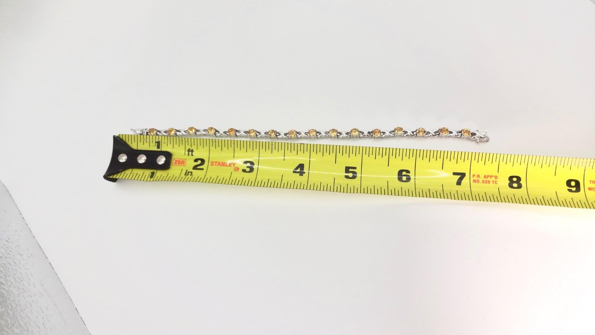 Vintage Gold Citrine Bracelet Deco 925 Sterling Silver Tennis