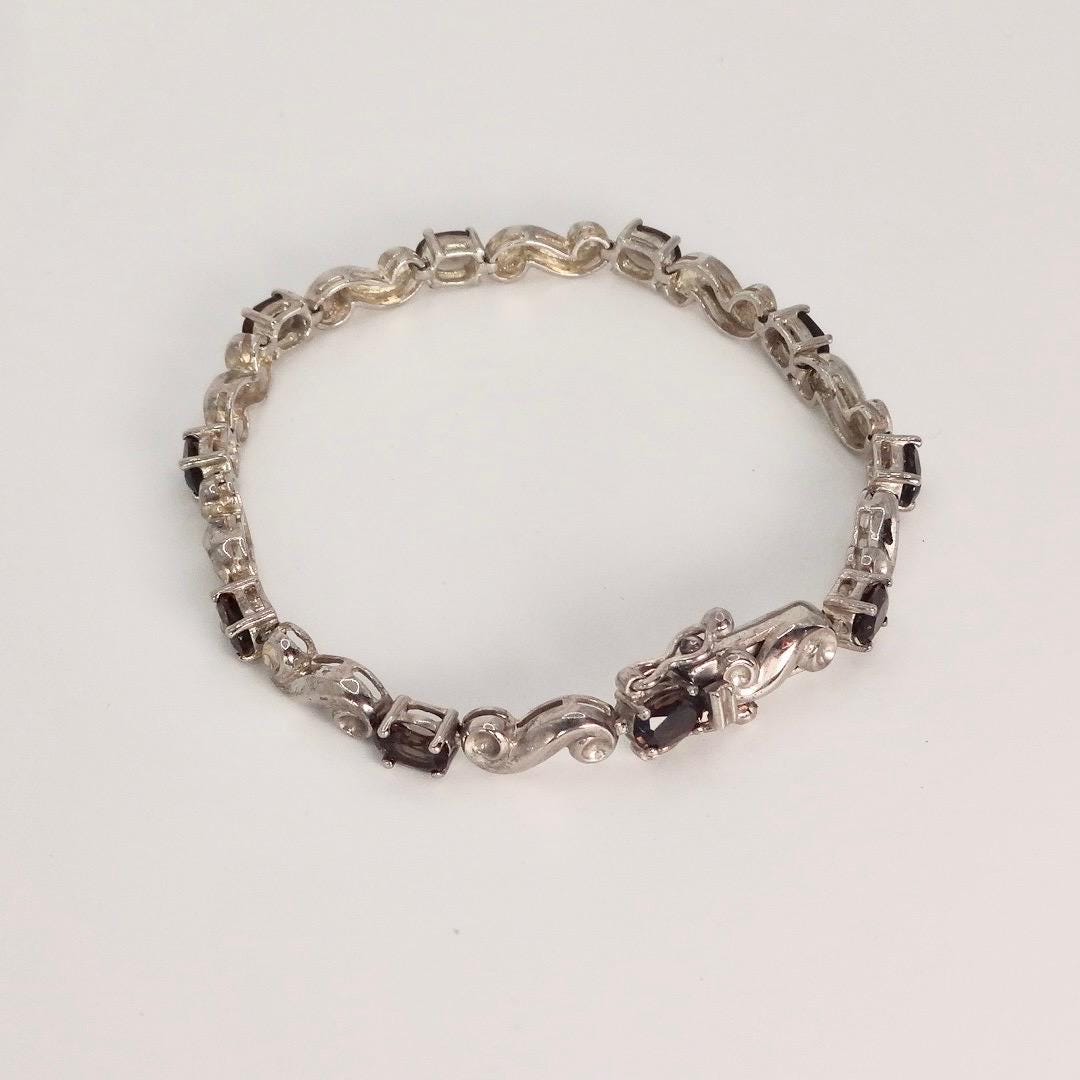 Vintage Brown Smoky Topaz 925 Sterling Silver Bracelet
