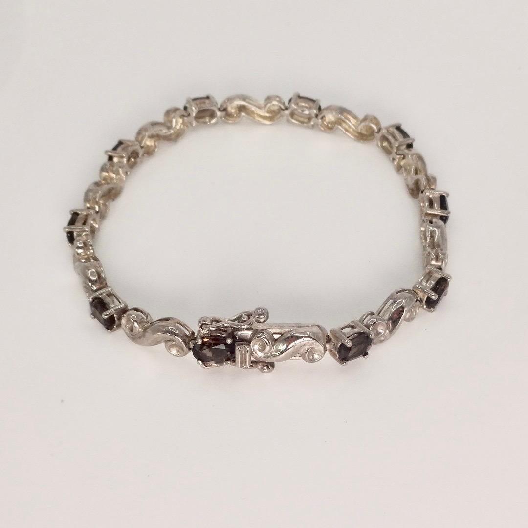 Vintage Brown Smoky Topaz 925 Sterling Silver Bracelet
