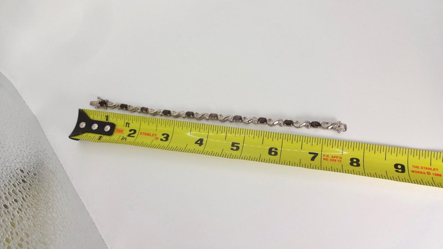 Vintage Brown Smoky Topaz 925 Sterling Silver Bracelet