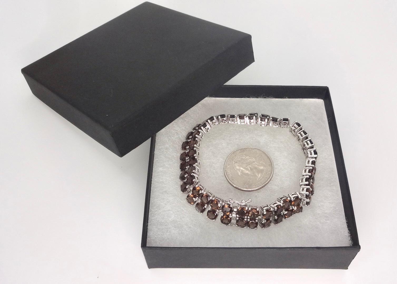 Vintage Smoky Topaz Bracelet in 925 Sterling Silver