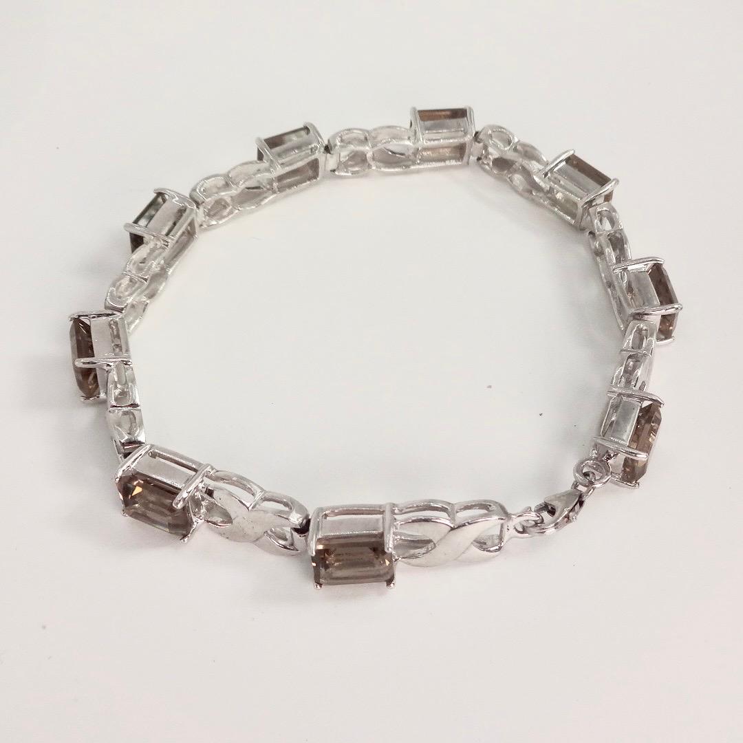 Vintage Smoky Topaz Sterling Silver Tennis Bracelet