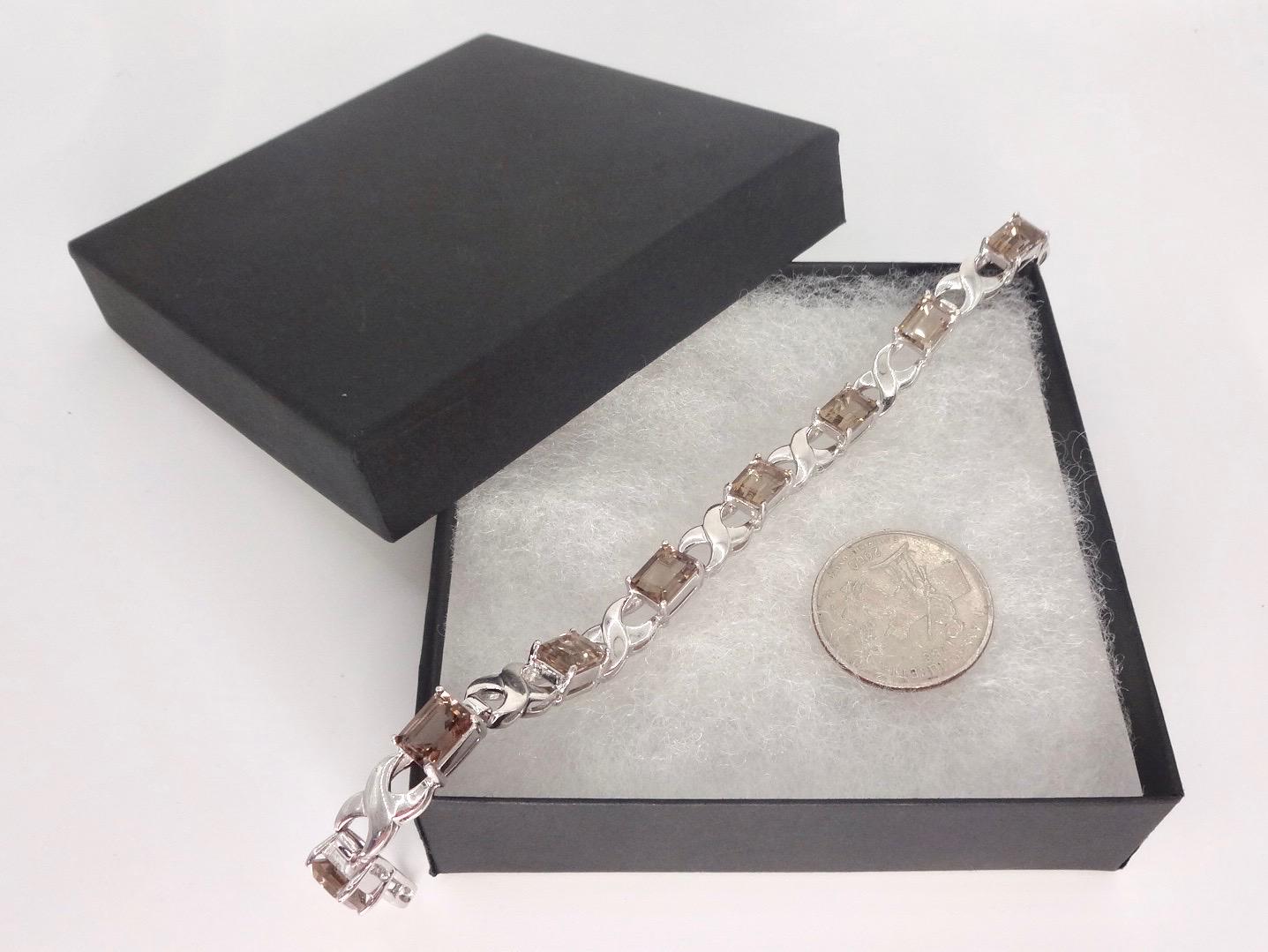 Vintage Smoky Topaz Sterling Silver Tennis Bracelet