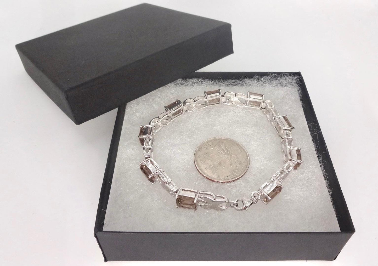 Vintage Smoky Topaz Sterling Silver Tennis Bracelet