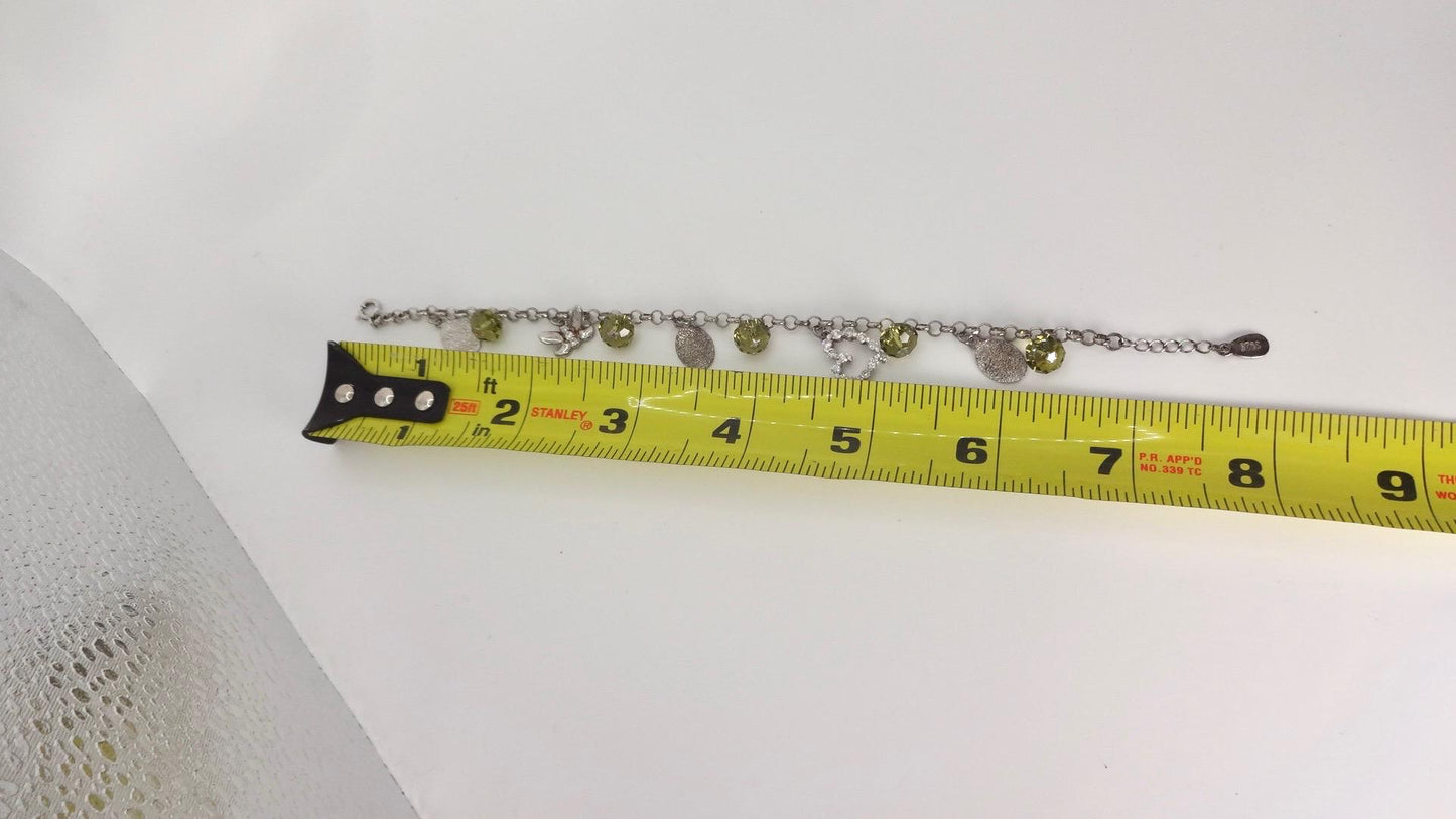 Vintage 925 Sterling Silver Chain Link Charm Bracelet
