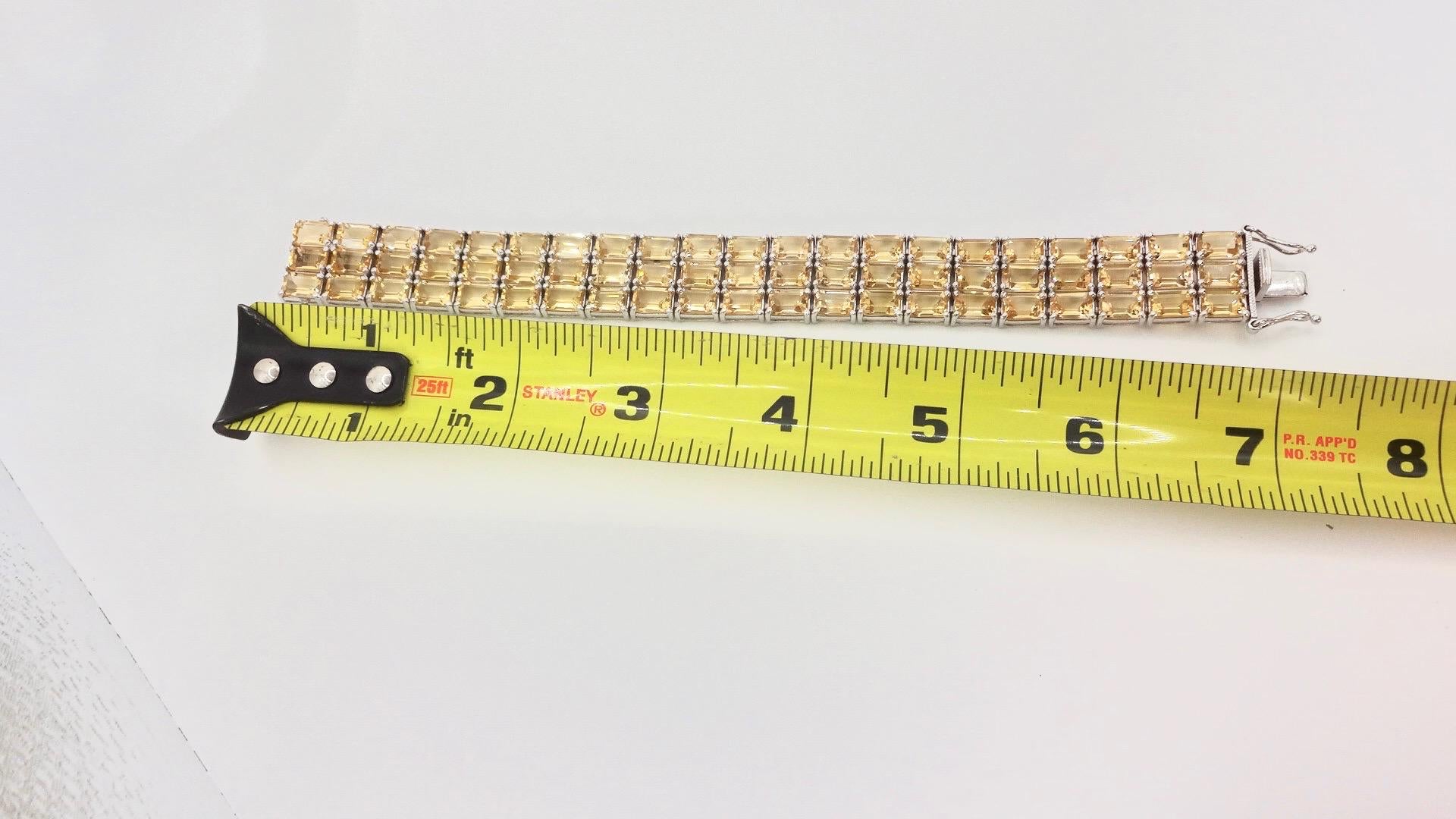 Vintage Gold Citrine Tennis Bracelet in 925 Sterling Silver