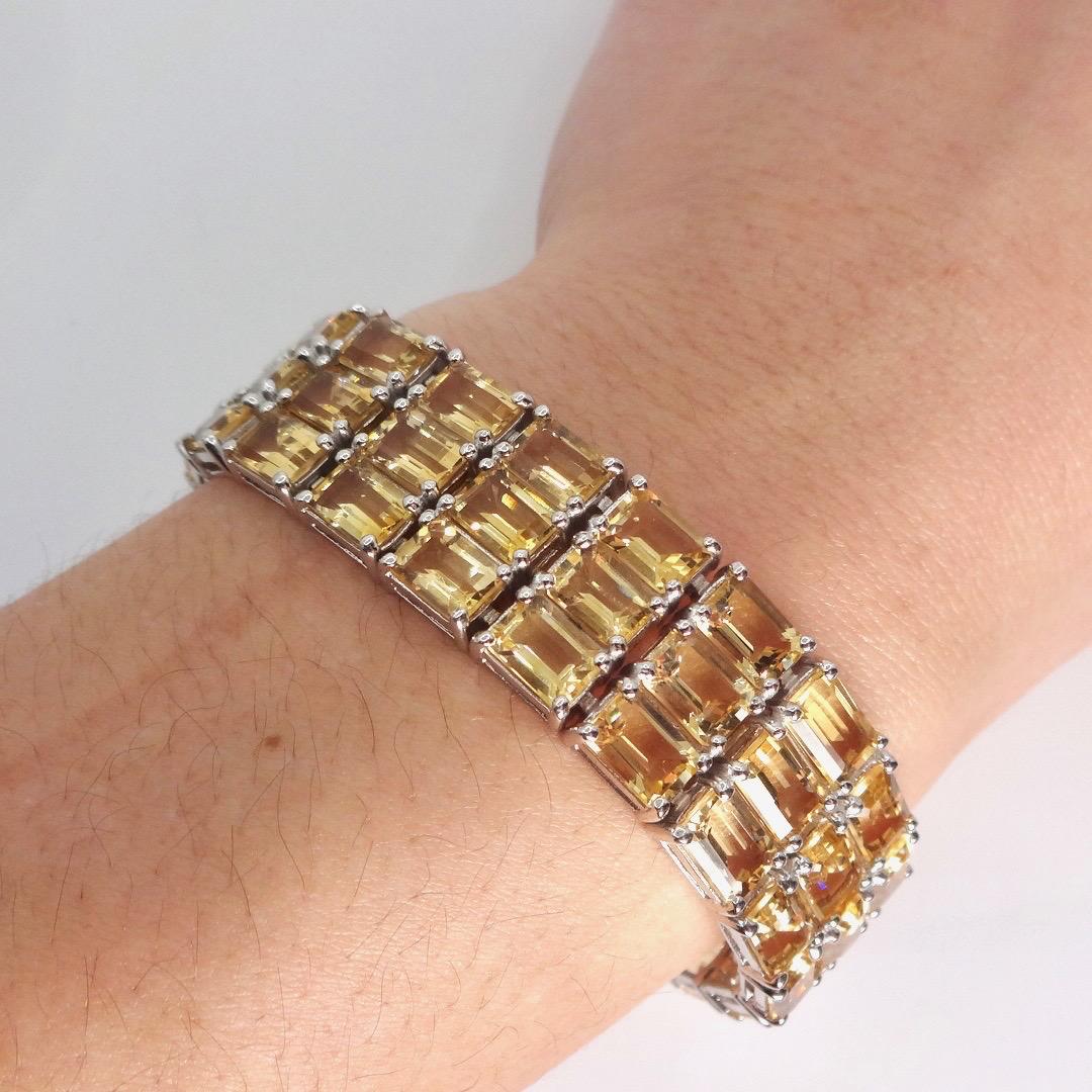 Vintage Gold Citrine Tennis Bracelet in 925 Sterling Silver