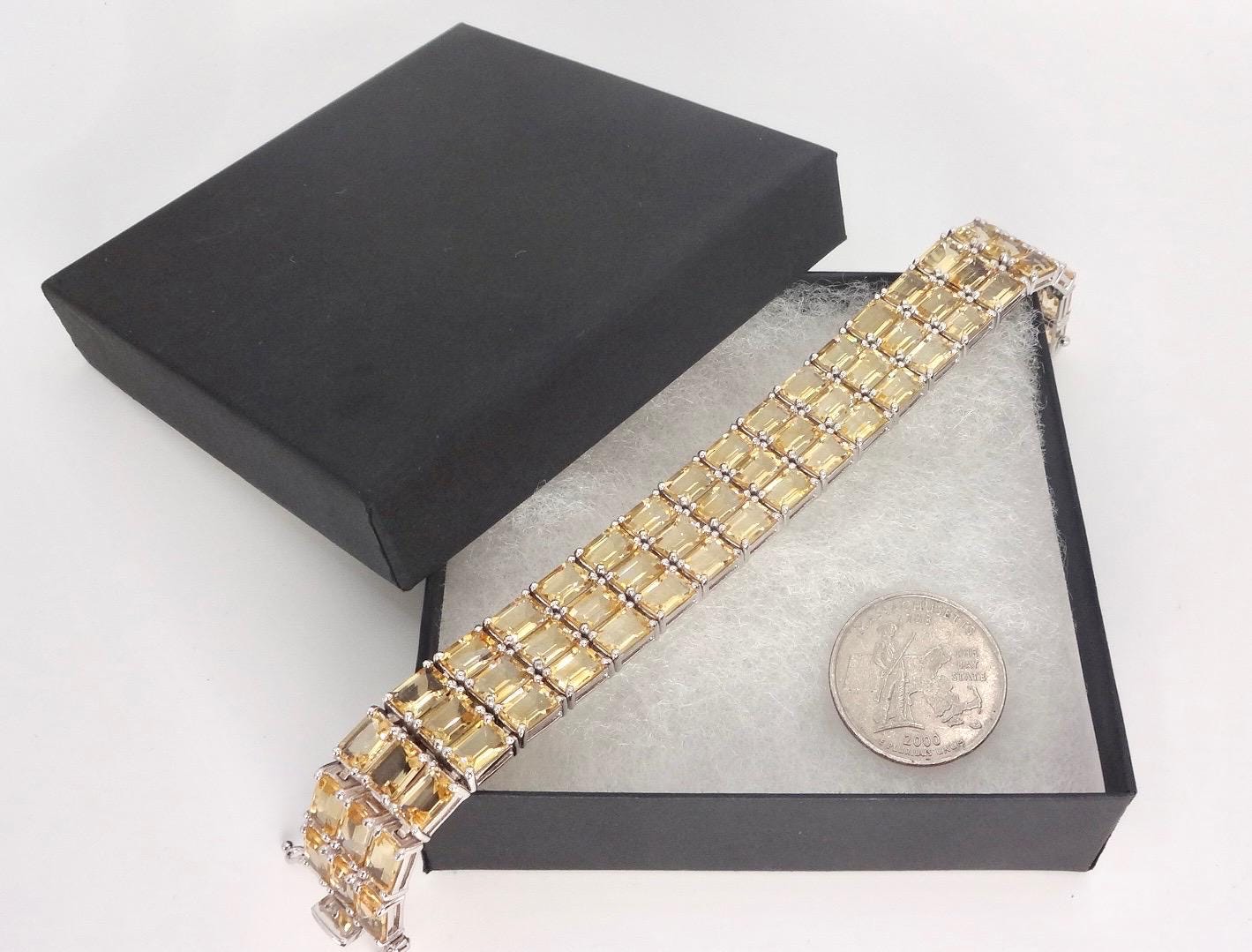 Vintage Gold Citrine Tennis Bracelet in 925 Sterling Silver