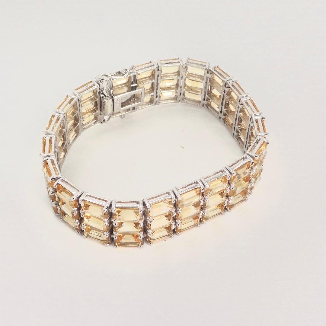 Vintage Gold Citrine Tennis Bracelet in 925 Sterling Silver