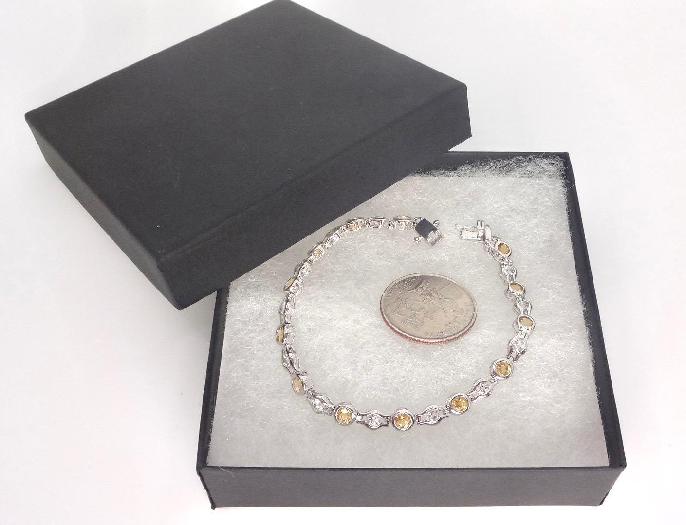 Vintage Gold Citrine Bracelet 925 Sterling Silver Tennis