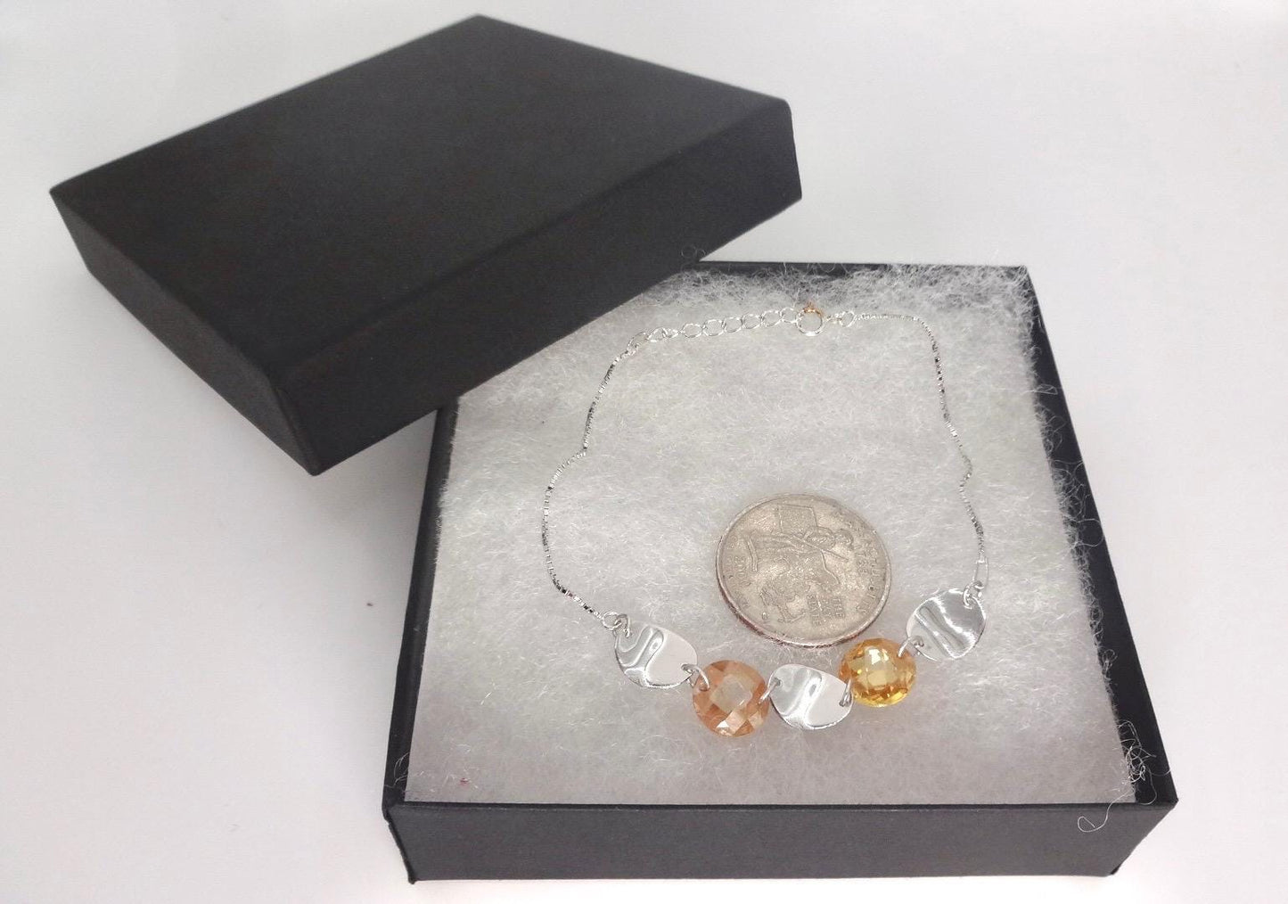 Vintage Citrine Cubic Zirconia Bracelet Sterling Silver Tennis